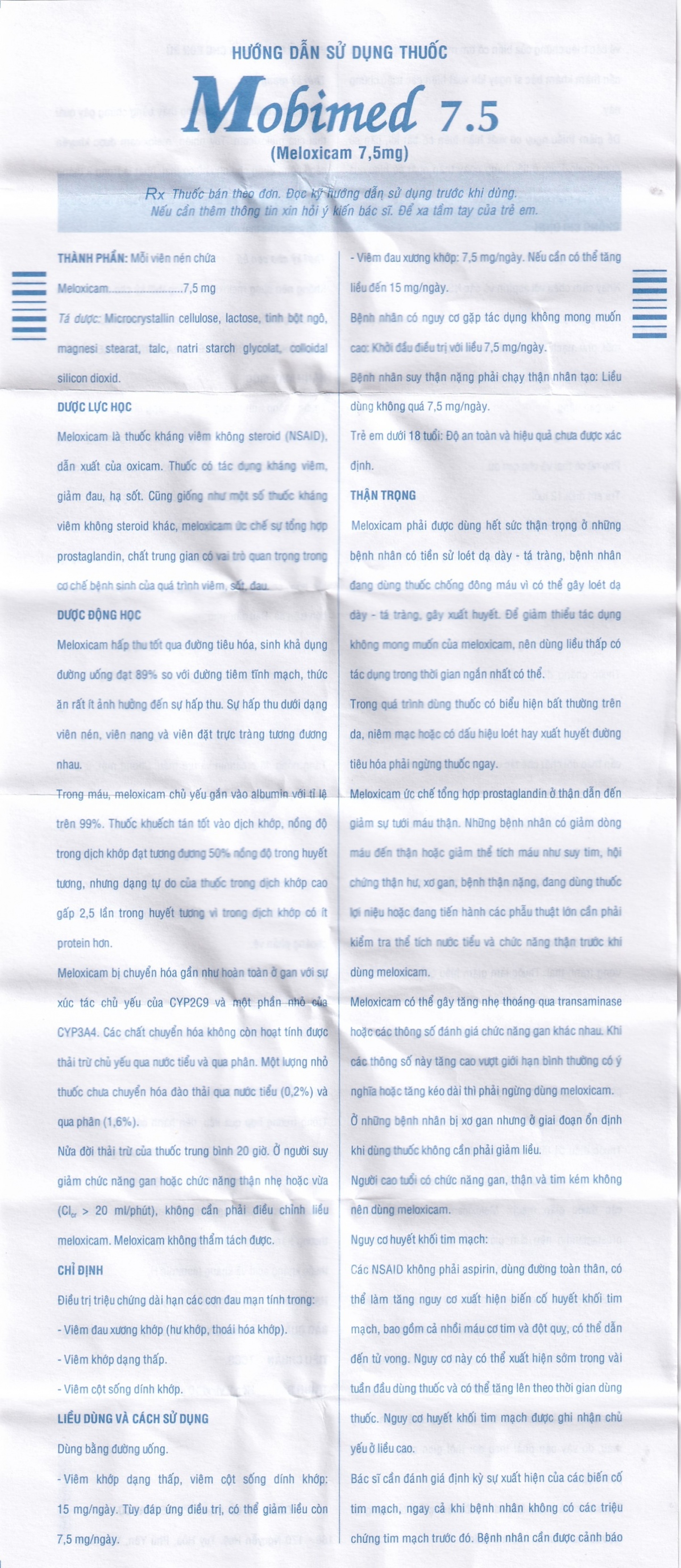 Thuốc Mobimed 7.5mg Pymepharco điều trị viêm khớp dạng thấp, viêm cột sống (2 vỉ x 10 viên)