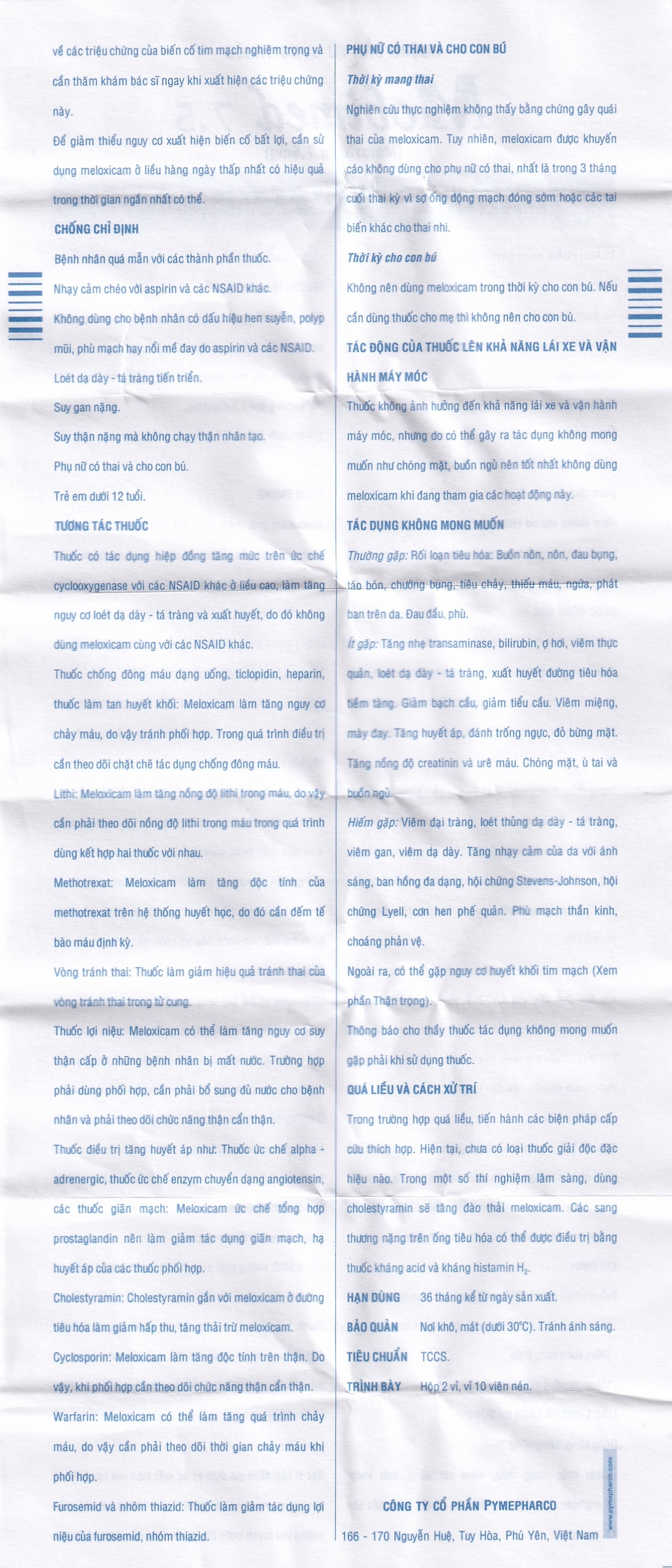 Thuốc Mobimed 7.5mg Pymepharco điều trị viêm khớp dạng thấp, viêm cột sống (2 vỉ x 10 viên)