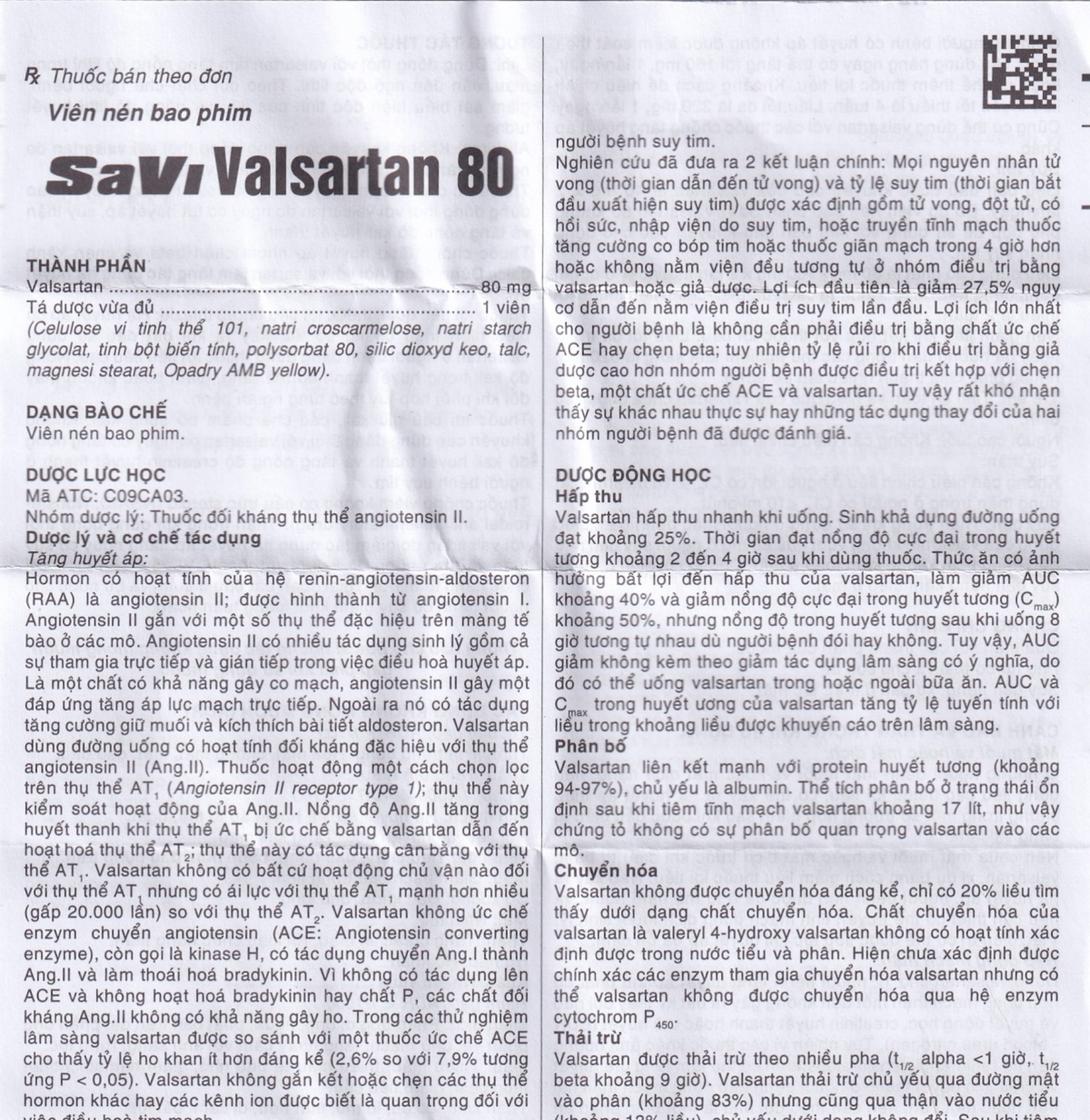 Thuốc Savi Valsartan 80 điều trị tăng huyết áp, nhồi máu cơ tim (3 vỉ x 10 viên)
