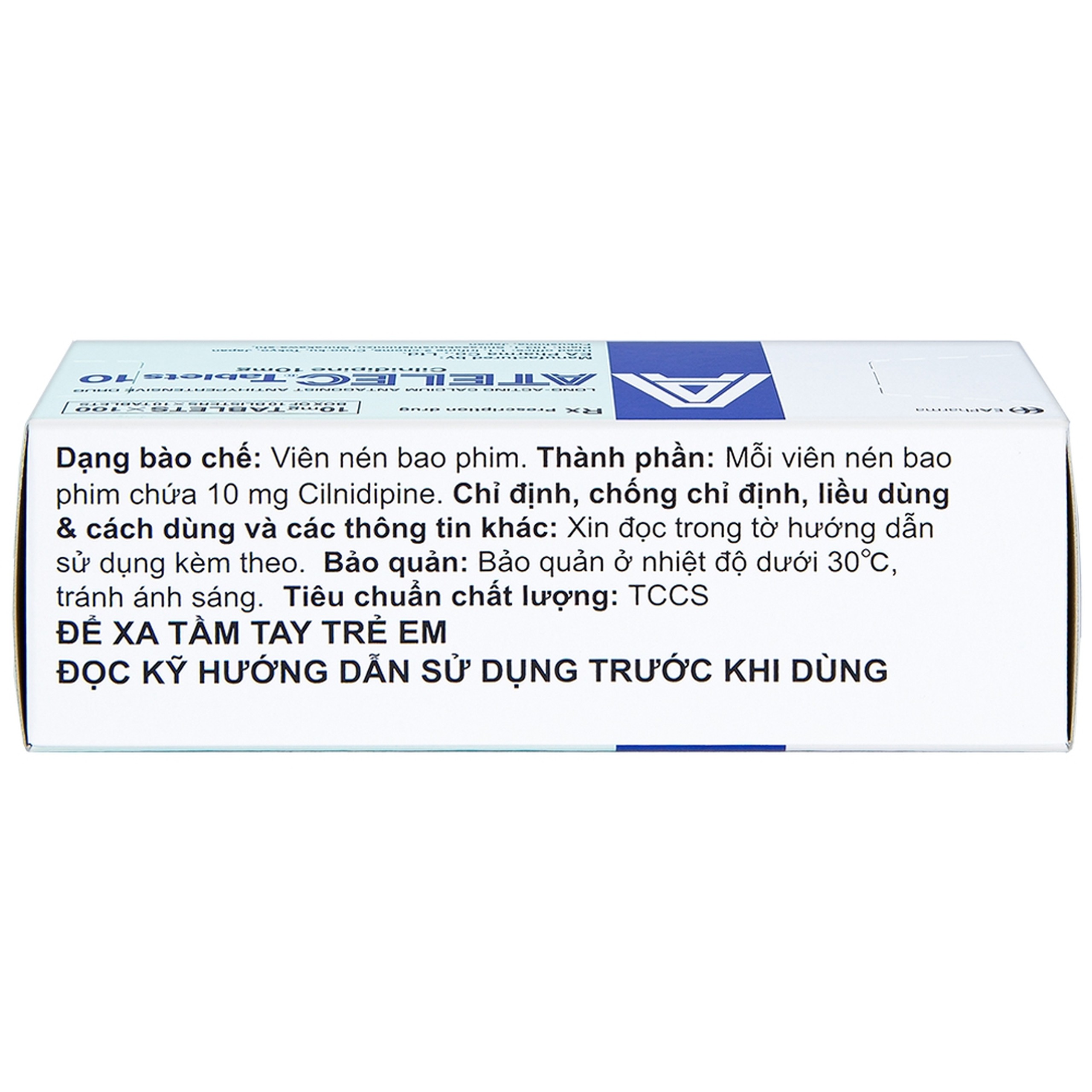 Thuốc Atelec Tablets 10 EA Pharma.điều trị tăng huyết áp (10 vỉ x 10 viên)