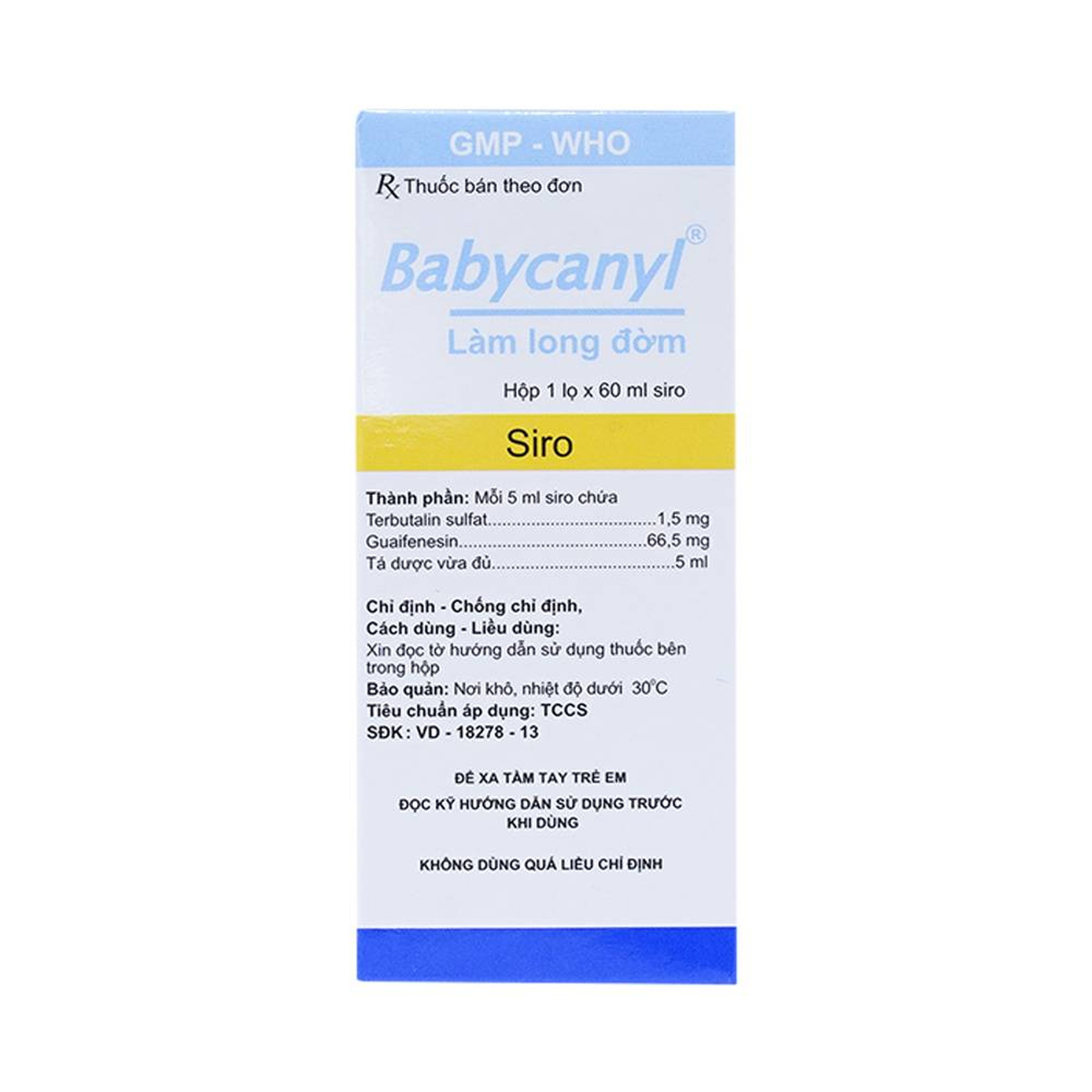 Siro Babycanyl Hataphar điều trị ho do hen phế quản, viêm phế quản (60ml)