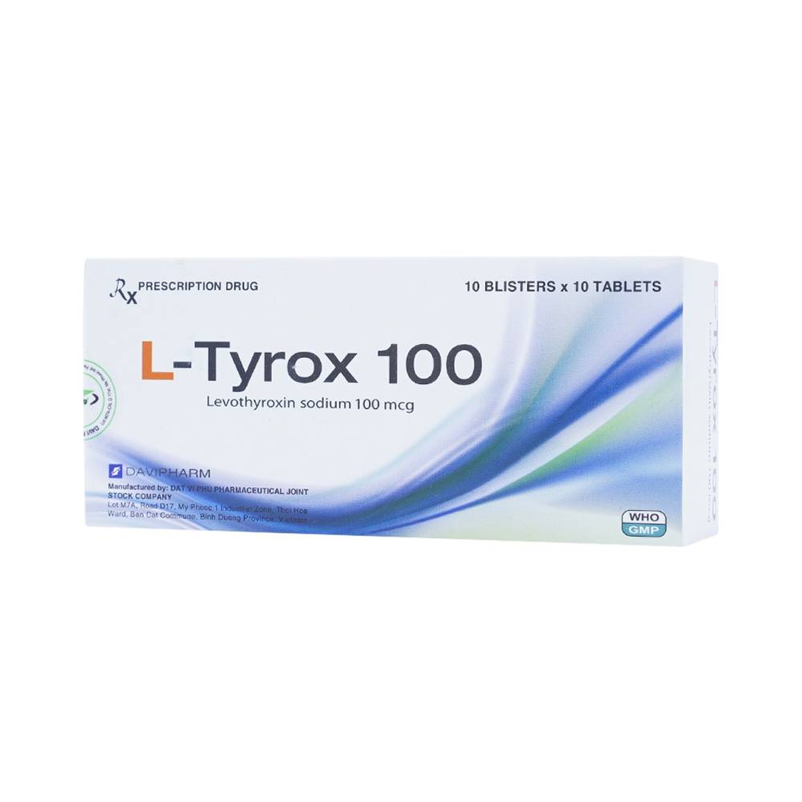 Thuốc L-Tyrox 100 DaviPharm điều trị hội chứng suy giáp (10 vỉ x 10 viên)