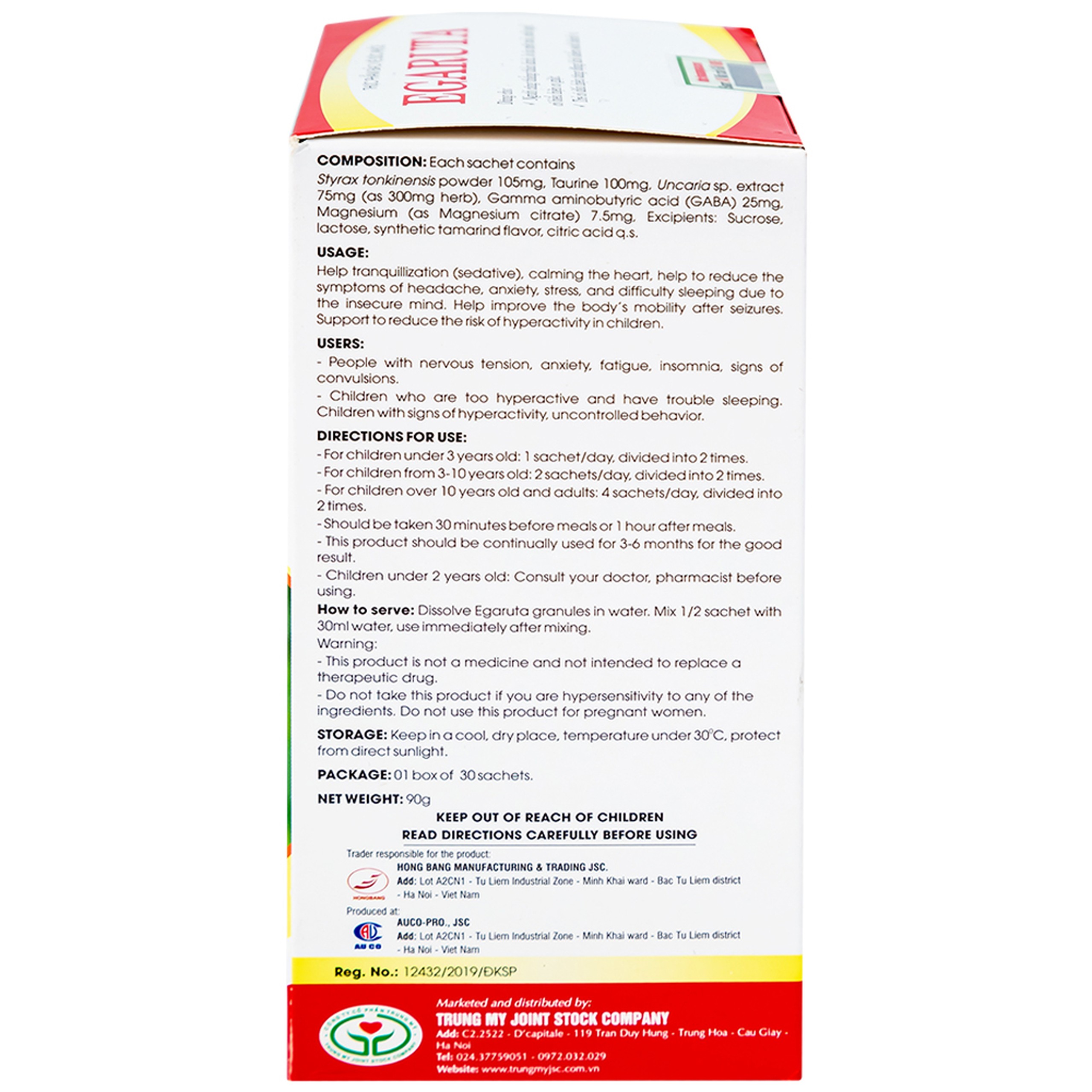 Cốm Egaruta Hồng Bàng dưỡng tâm, an thần (30 gói)