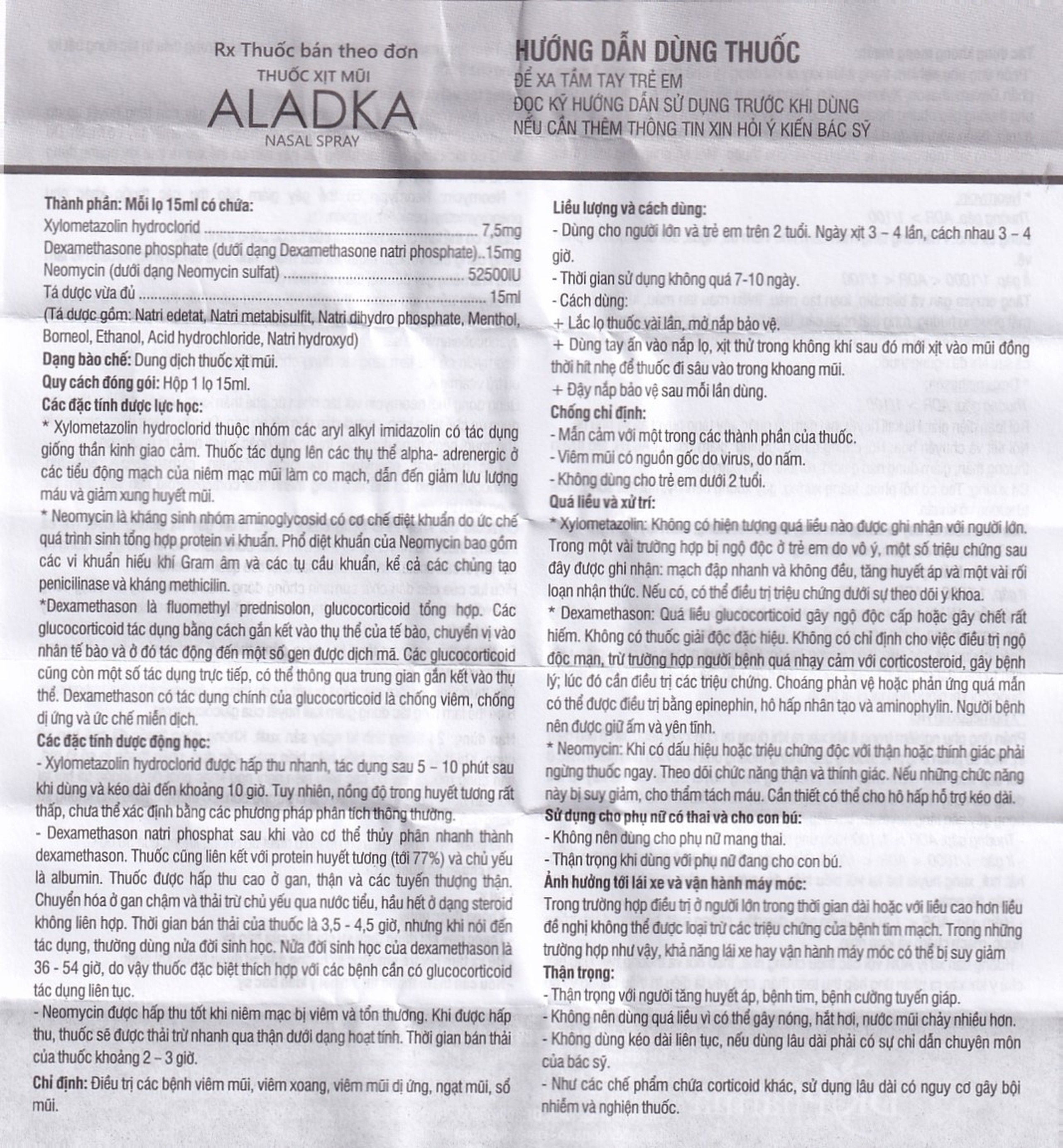Thuốc xịt mũi Aladka điều trị viêm mũi, viêm xoang, viêm mũi dị ứng (15ml)