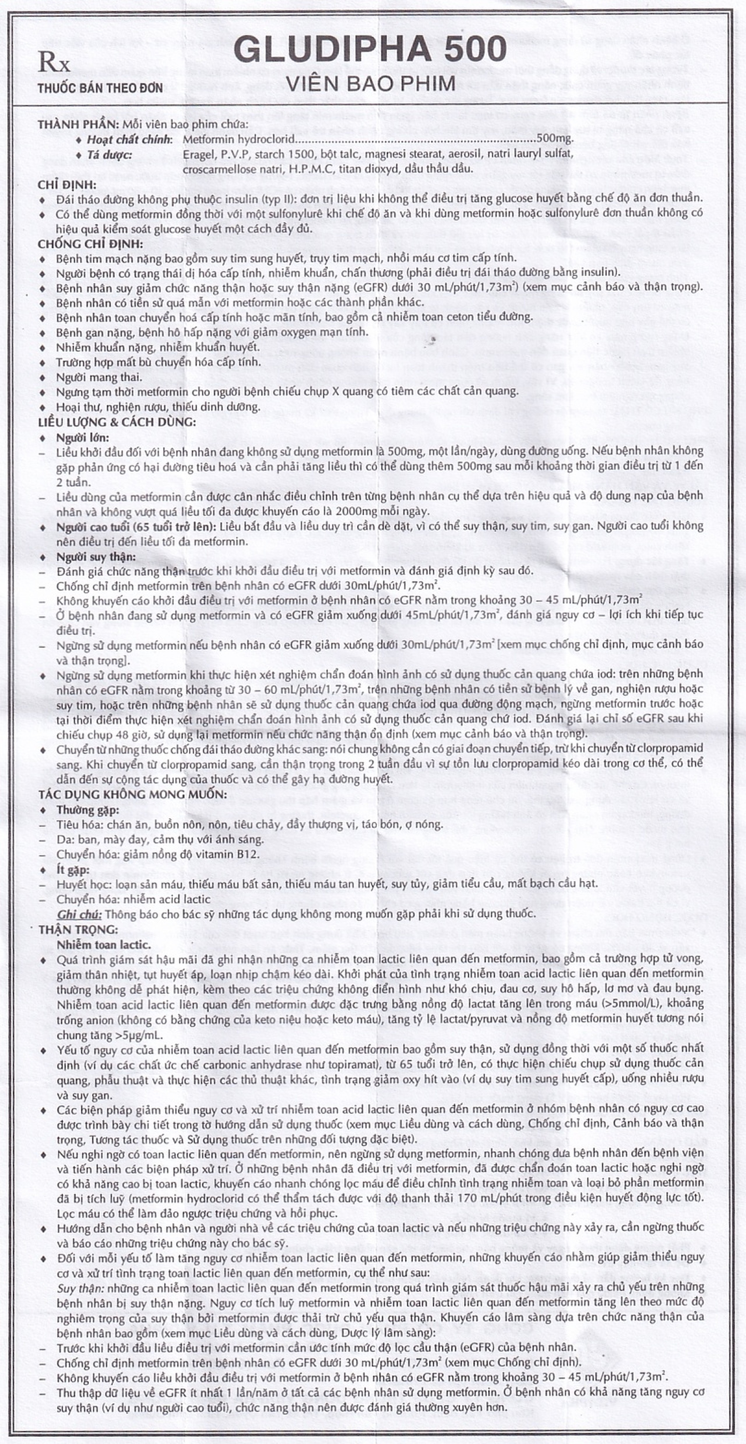 Thuốc Gludipha 500 Vidipha điều trị đái tháo đường típ 2 (5 vỉ x 10 viên)