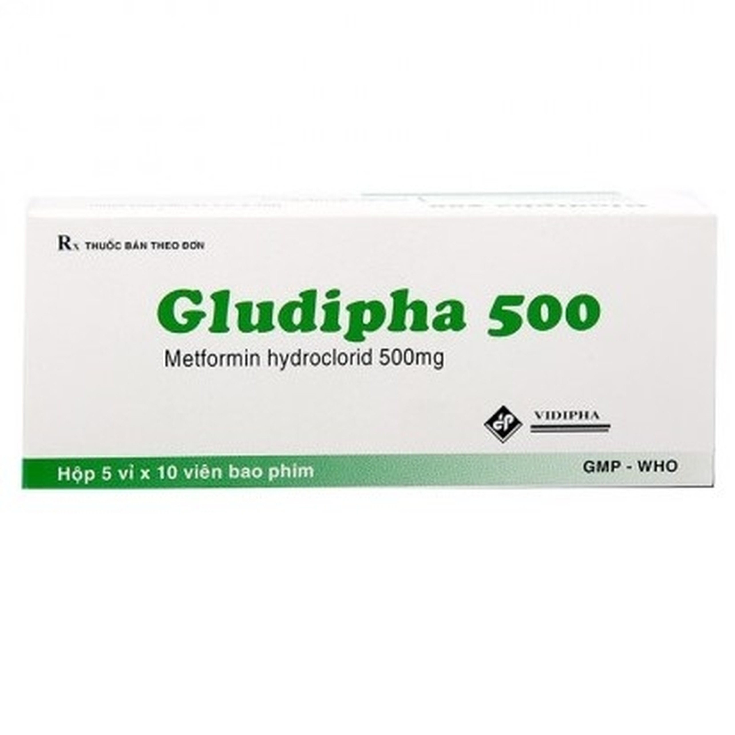 Thuốc Gludipha 500 Vidipha điều trị đái tháo đường típ 2 (5 vỉ x 10 viên)