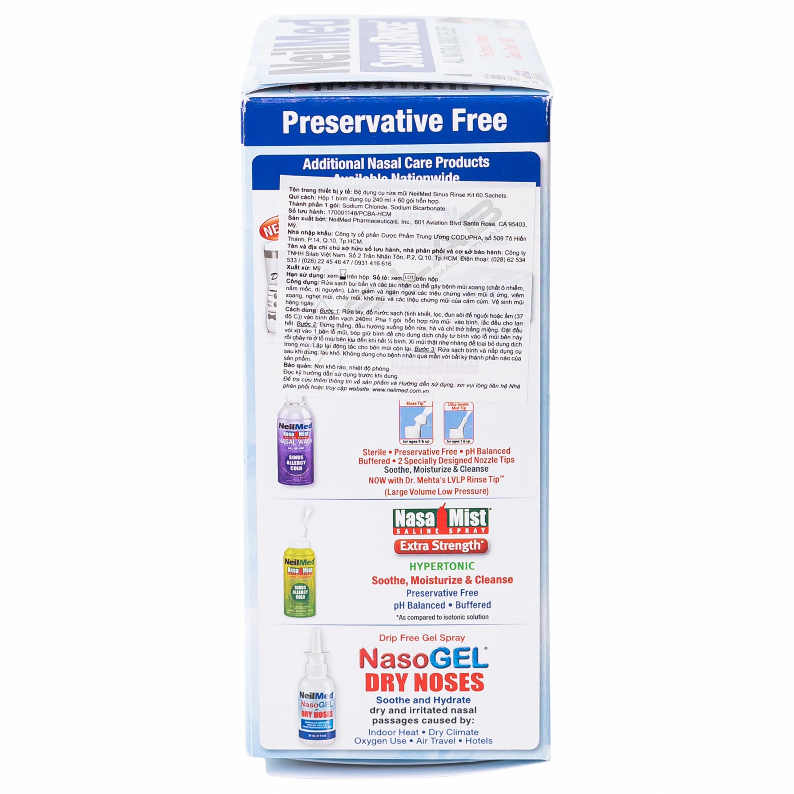 Bộ rửa mũi Neilmed Sinus Rinse (1 bình + 60 gói) làm sạch và ngăn ngừa viêm xoang, viêm mũi dị ứng