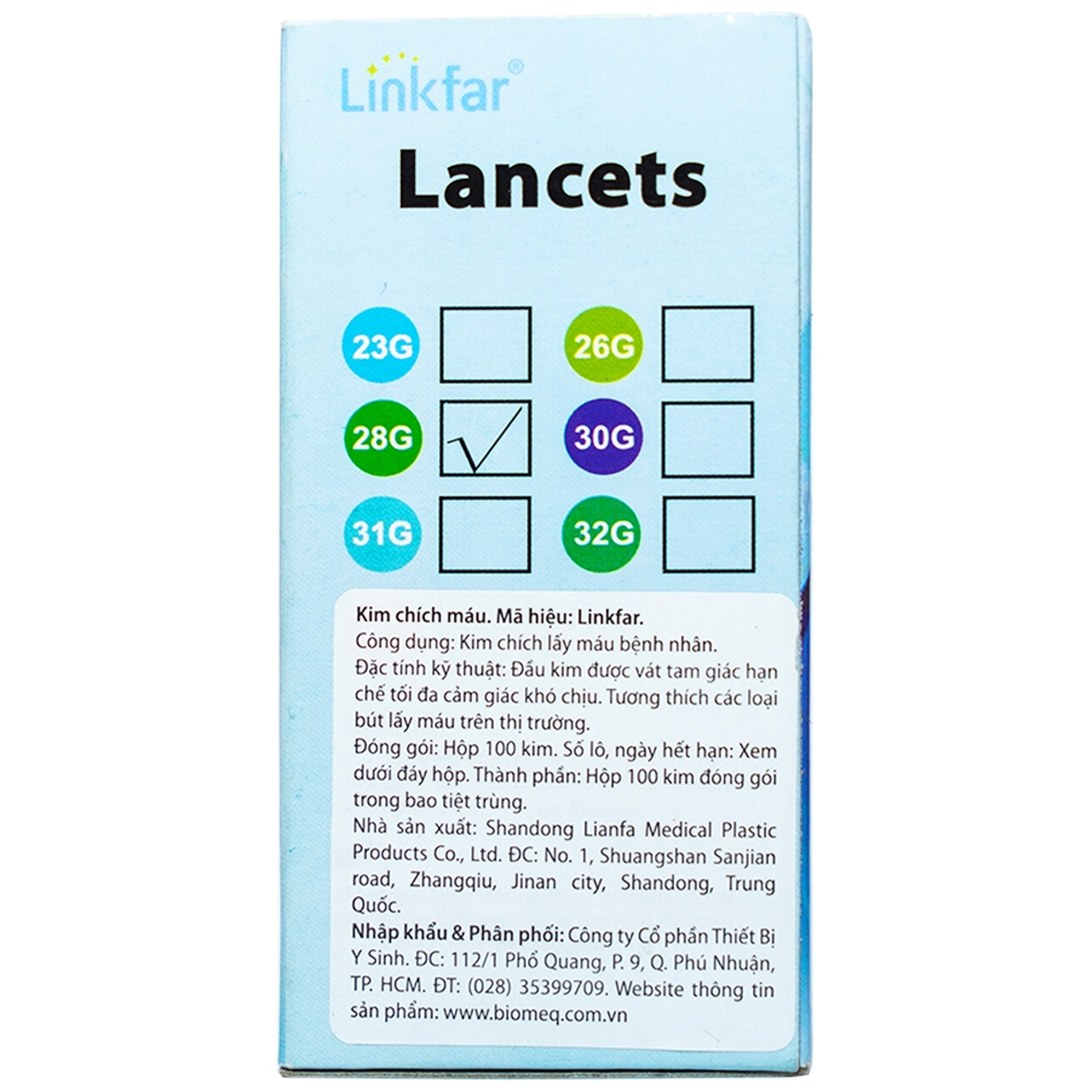 Kim lấy máu Linkfar blood lancets 28G (100 cái)