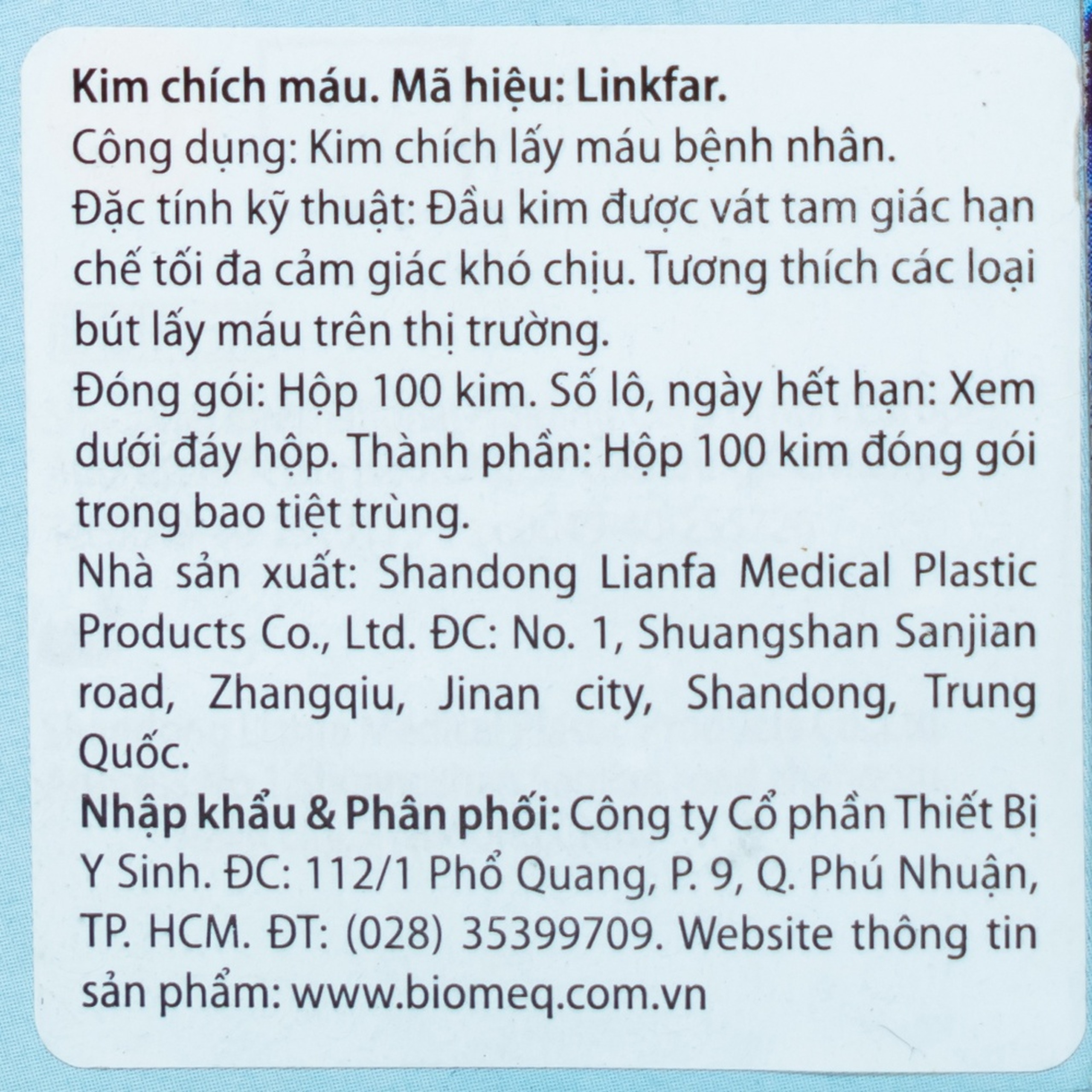 Kim lấy máu Linkfar blood lancets 28G (100 cái)