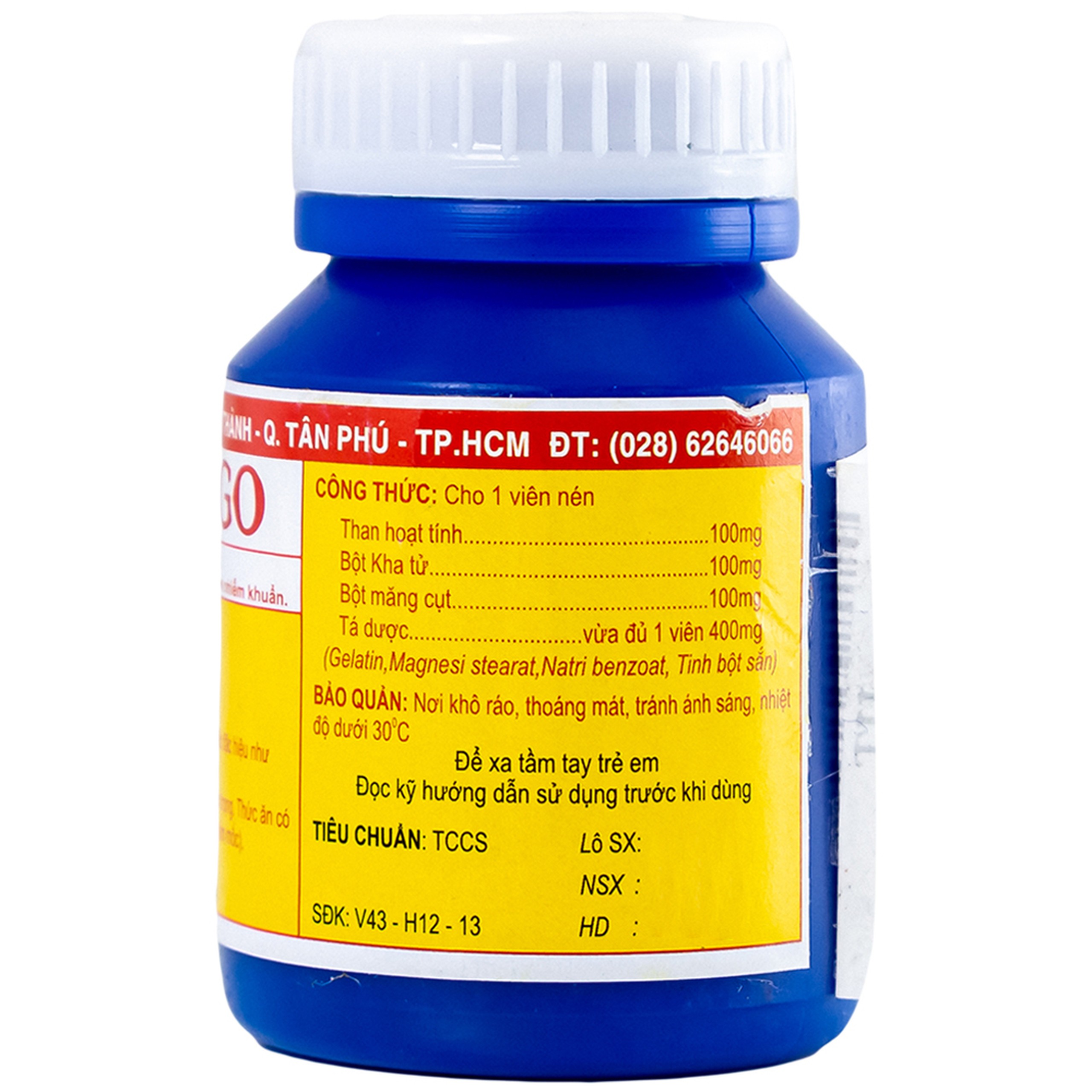 Thuốc Carbomango Nam Việt điều trị đau bụng, khó tiêu, tiêu chảy (100 viên)