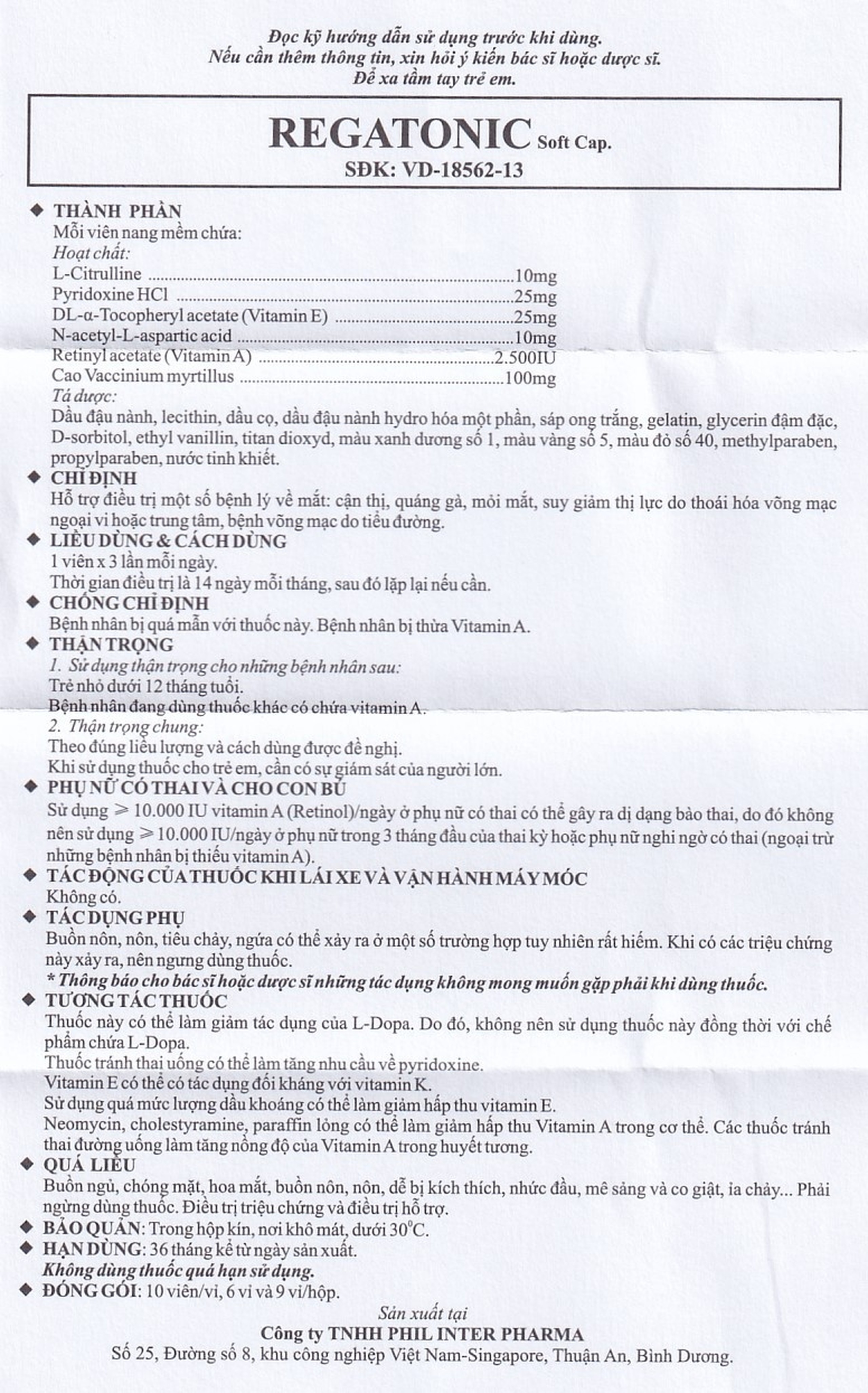 Thuốc Regatonic Phil hỗ trợ điều trị bệnh lý cận thị, quáng gà, mỏi mắt, giảm thị lực (6 vỉ x 10 viên)