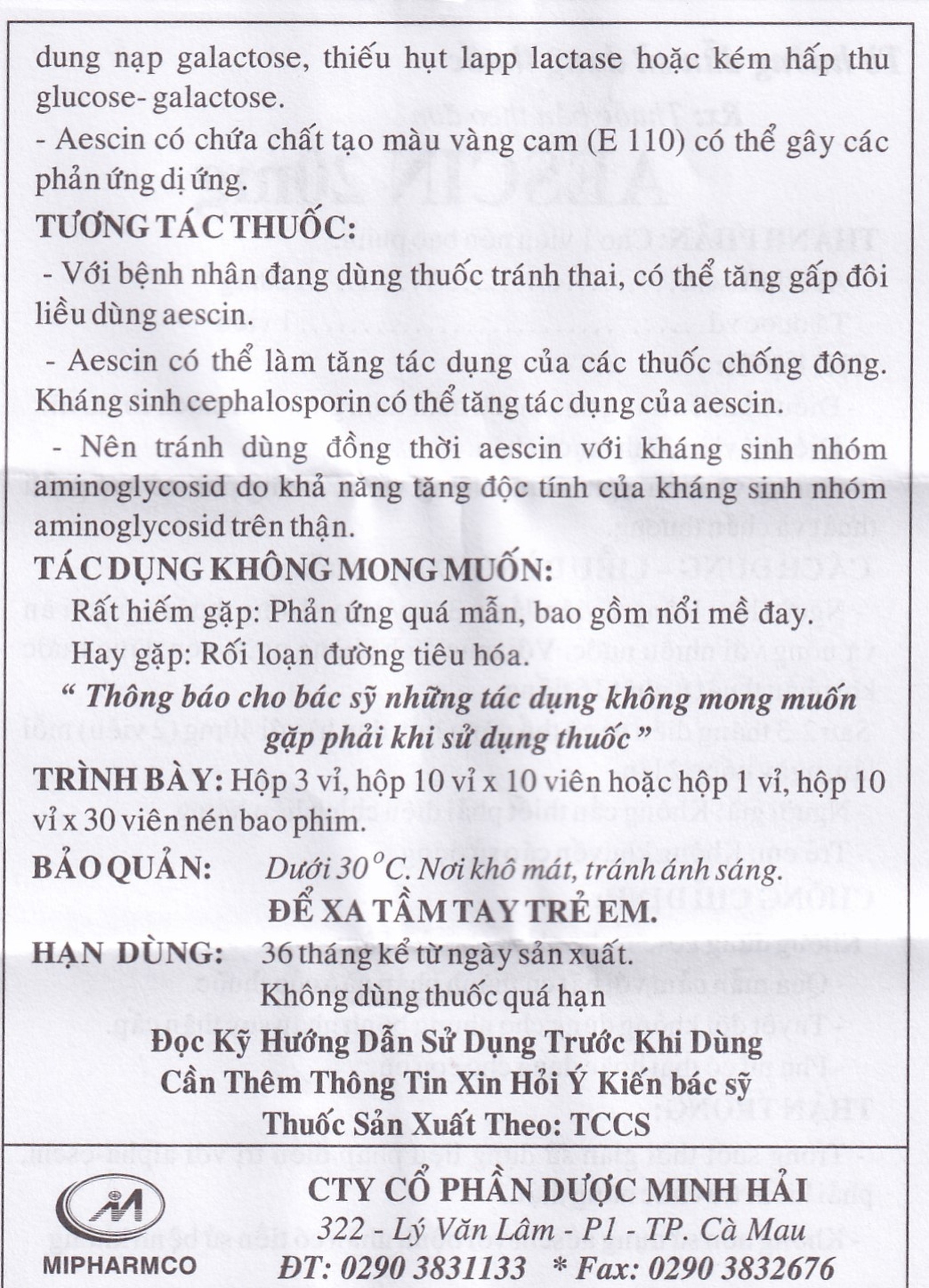 Thuốc Aescin 20mg điều trị thiểu năng tĩnh mạch mãn tính, giãn tĩnh mạch chân, trĩ (3 vỉ x 30 viên)