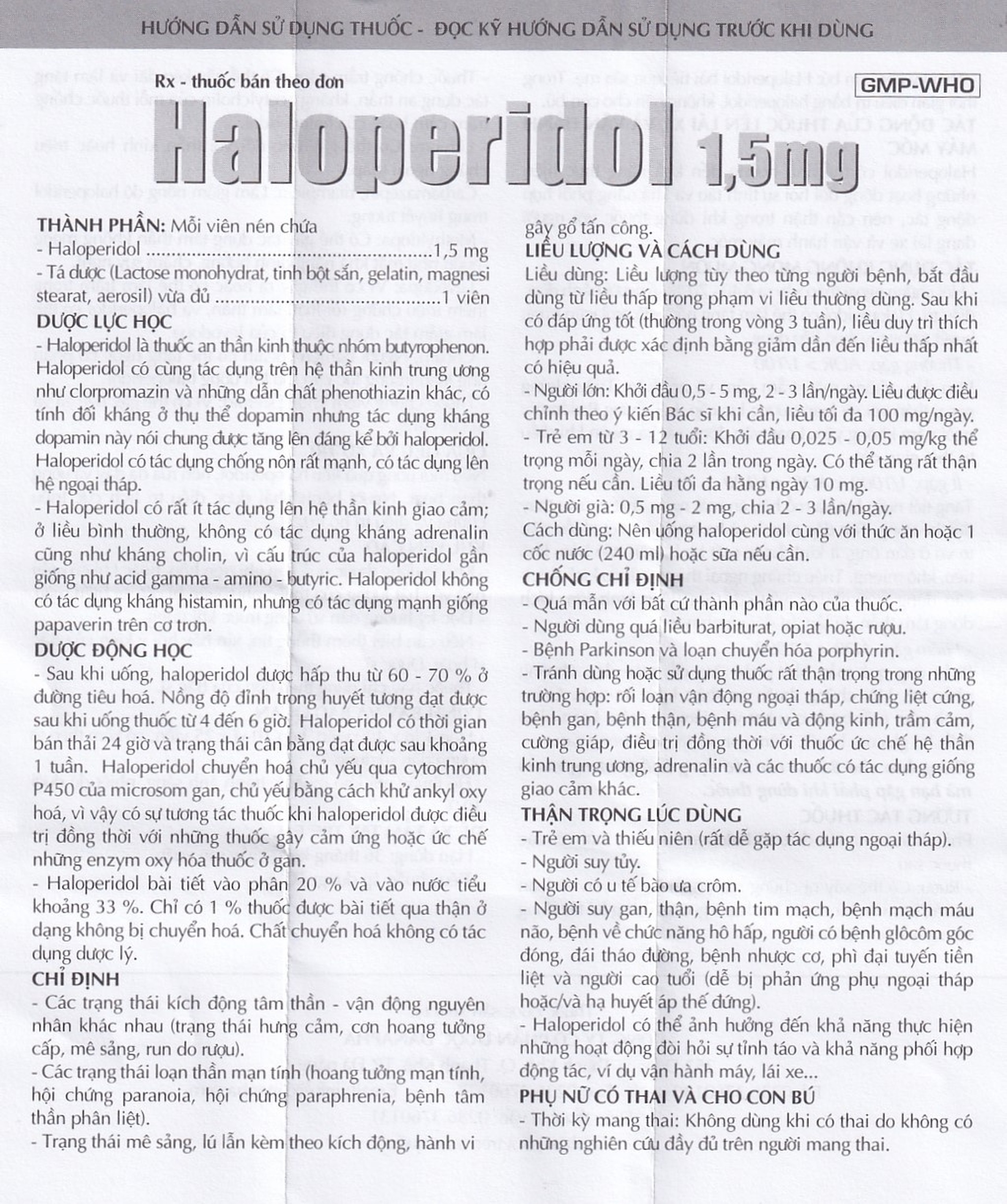 Thuốc Haloperidol 1.5mg Danapha điều trị các trạng thái kích động tâm thần, vận động (10 vỉ x 25 viên)