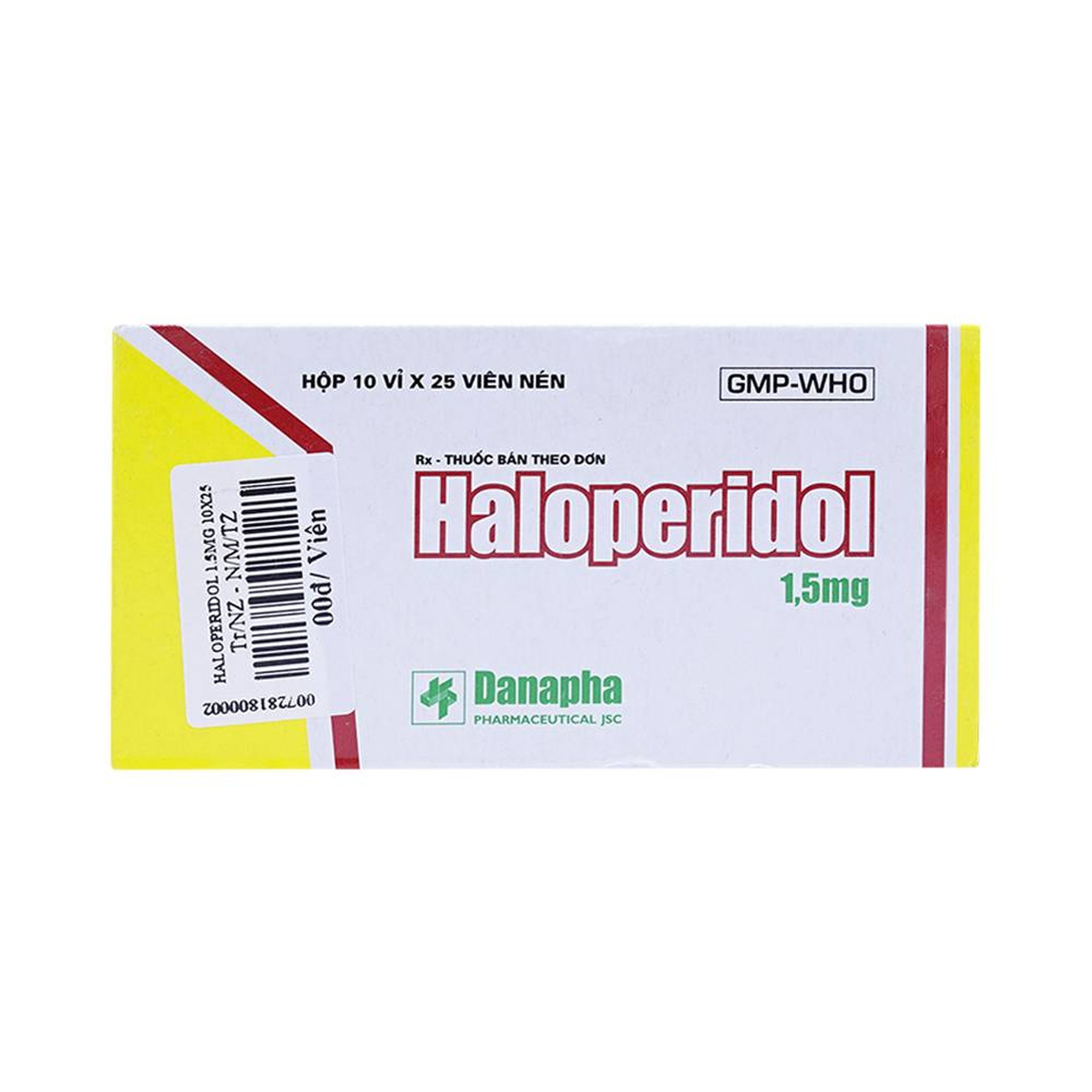 Thuốc Haloperidol 1.5mg Danapha điều trị các trạng thái kích động tâm thần, vận động (10 vỉ x 25 viên)