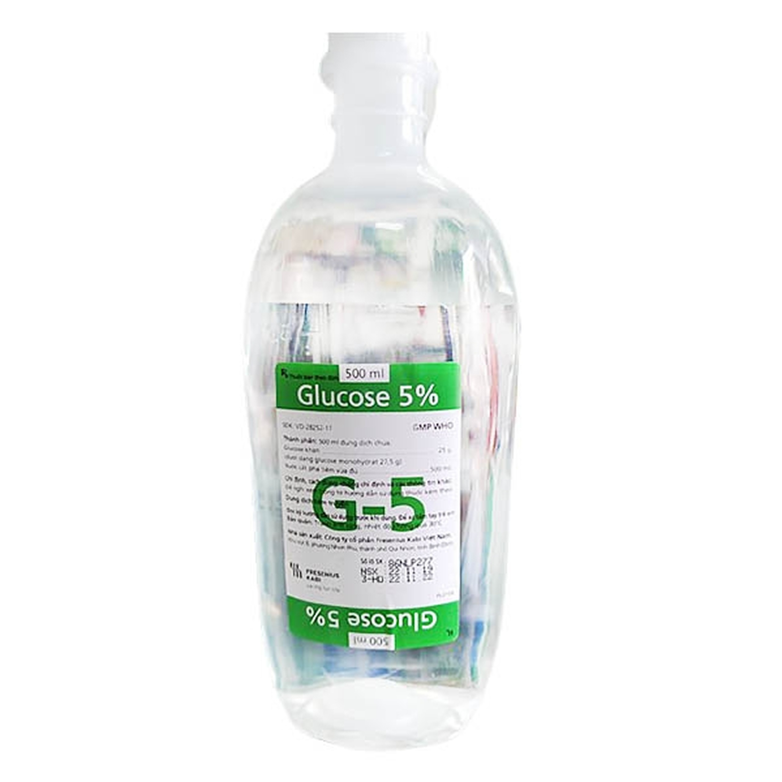 Dịch truyền Glucose 5% Fresenius Kabi điều trị thiếu hụt carbohydrat (500ml)
