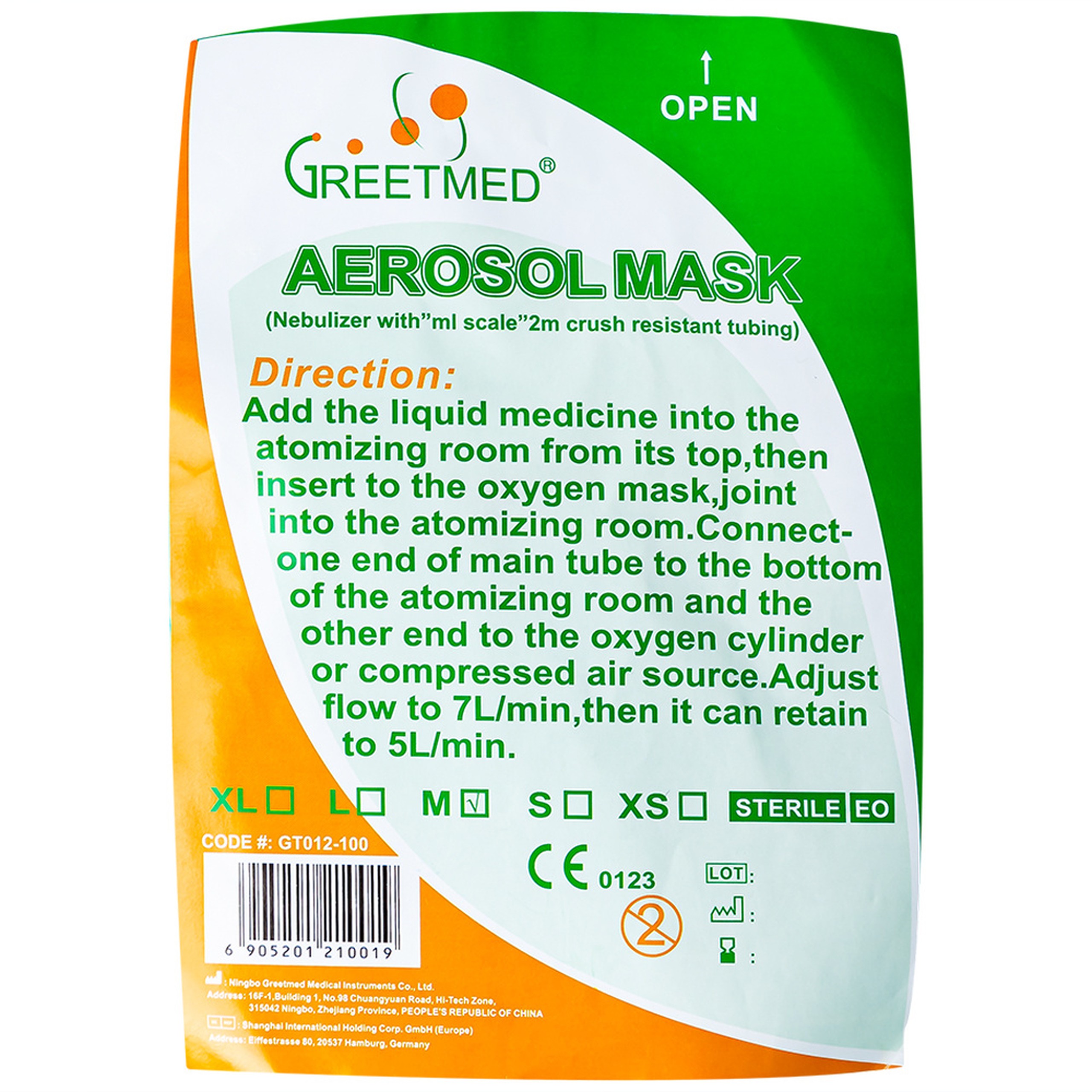 Mặt nạ xông khí dung Greetmed nebulizer mask size M