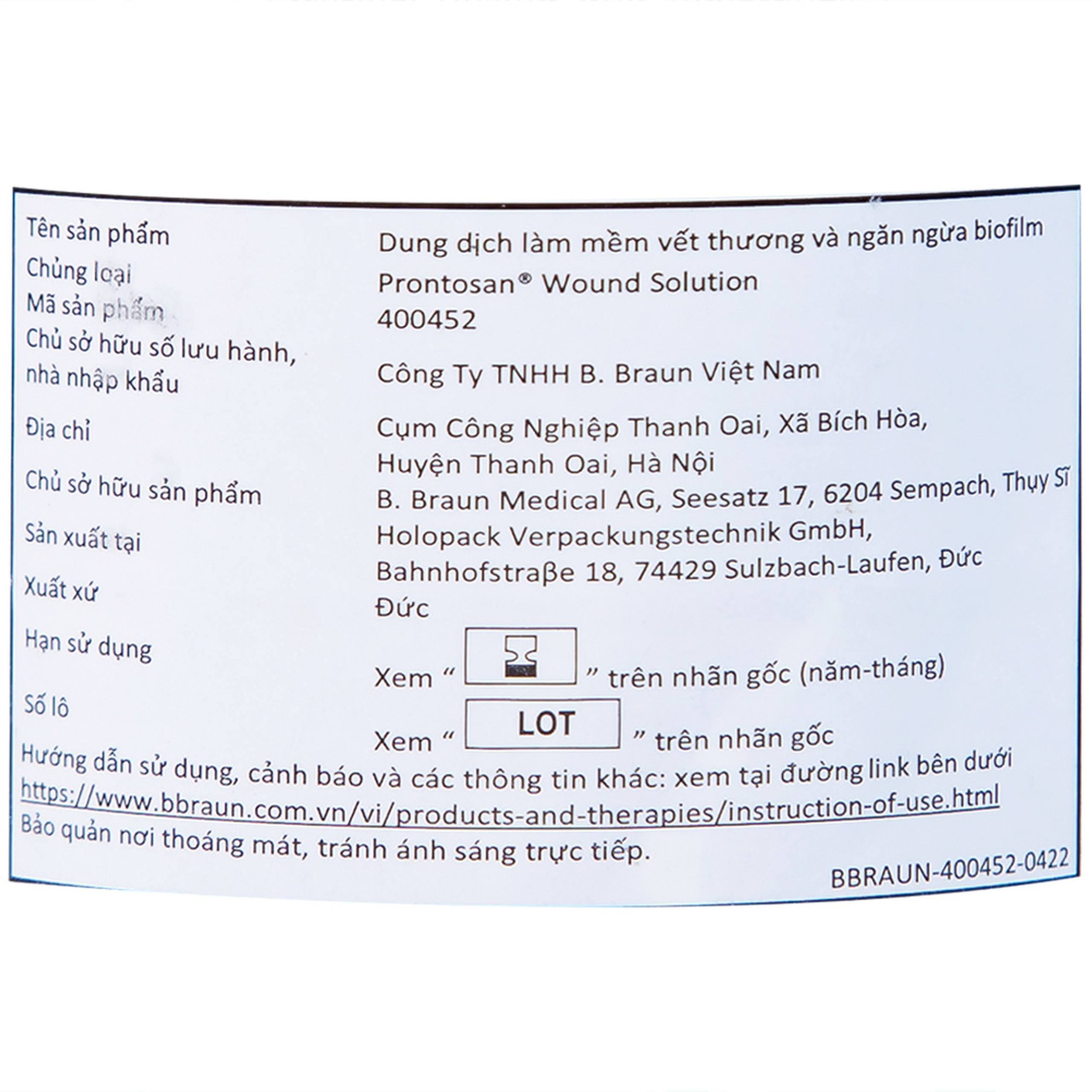 Xịt sát khuẩn Prontosan Solution Round Braun 350ml giúp sát khuẩn, làm mềm vết loét