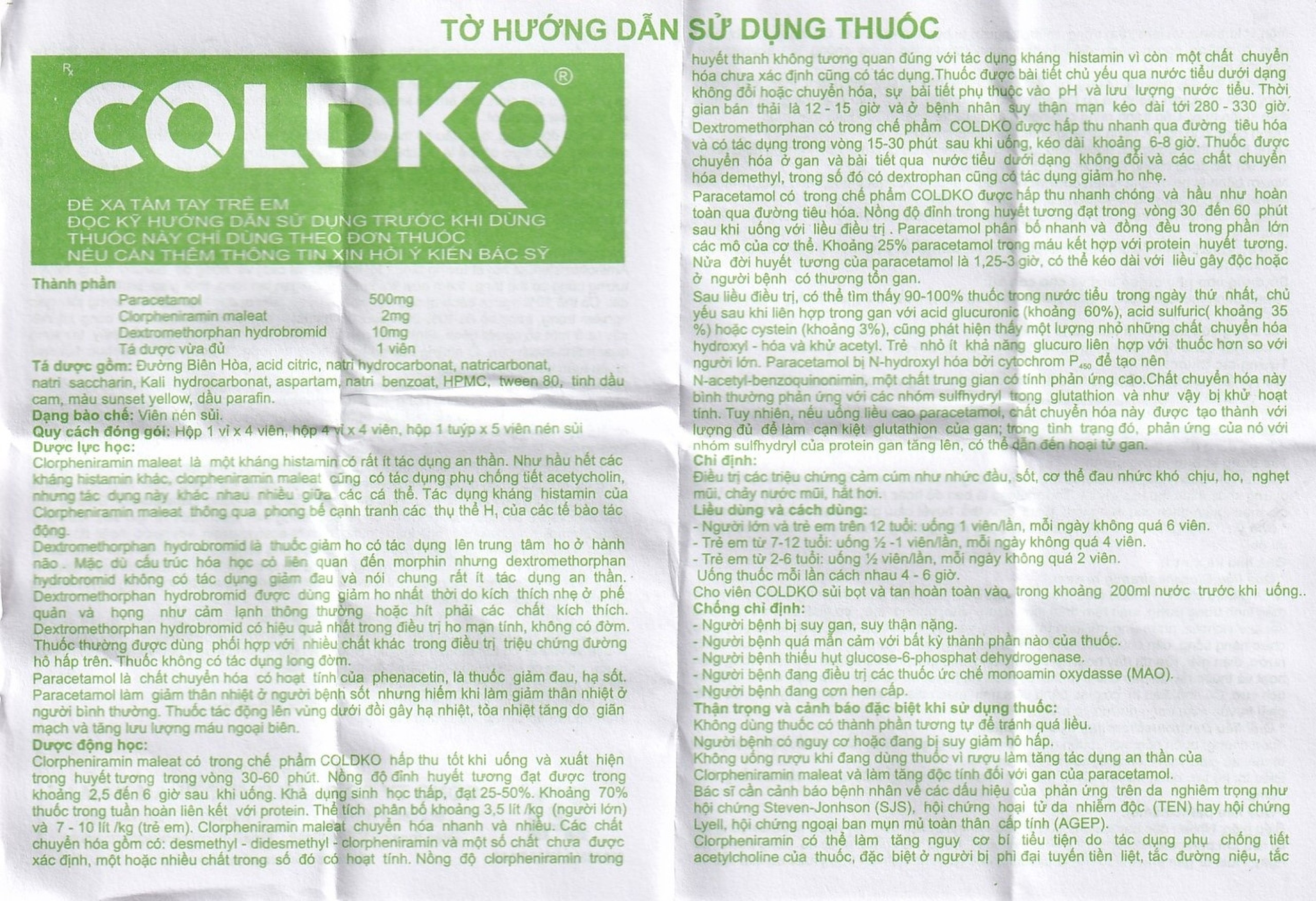 Viên sủi Coldko Nam Hà điều trị triệu chứng cảm cúm (5 viên)