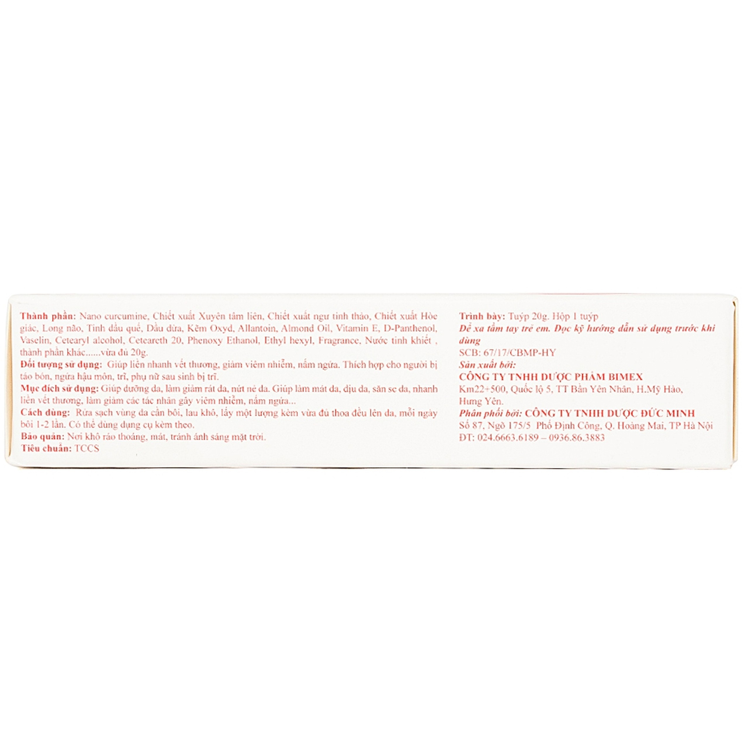 Kem bôi trĩ Proctogel Bimex giúp giảm đau, giảm viêm nhiễm, liền vết thương (20g)