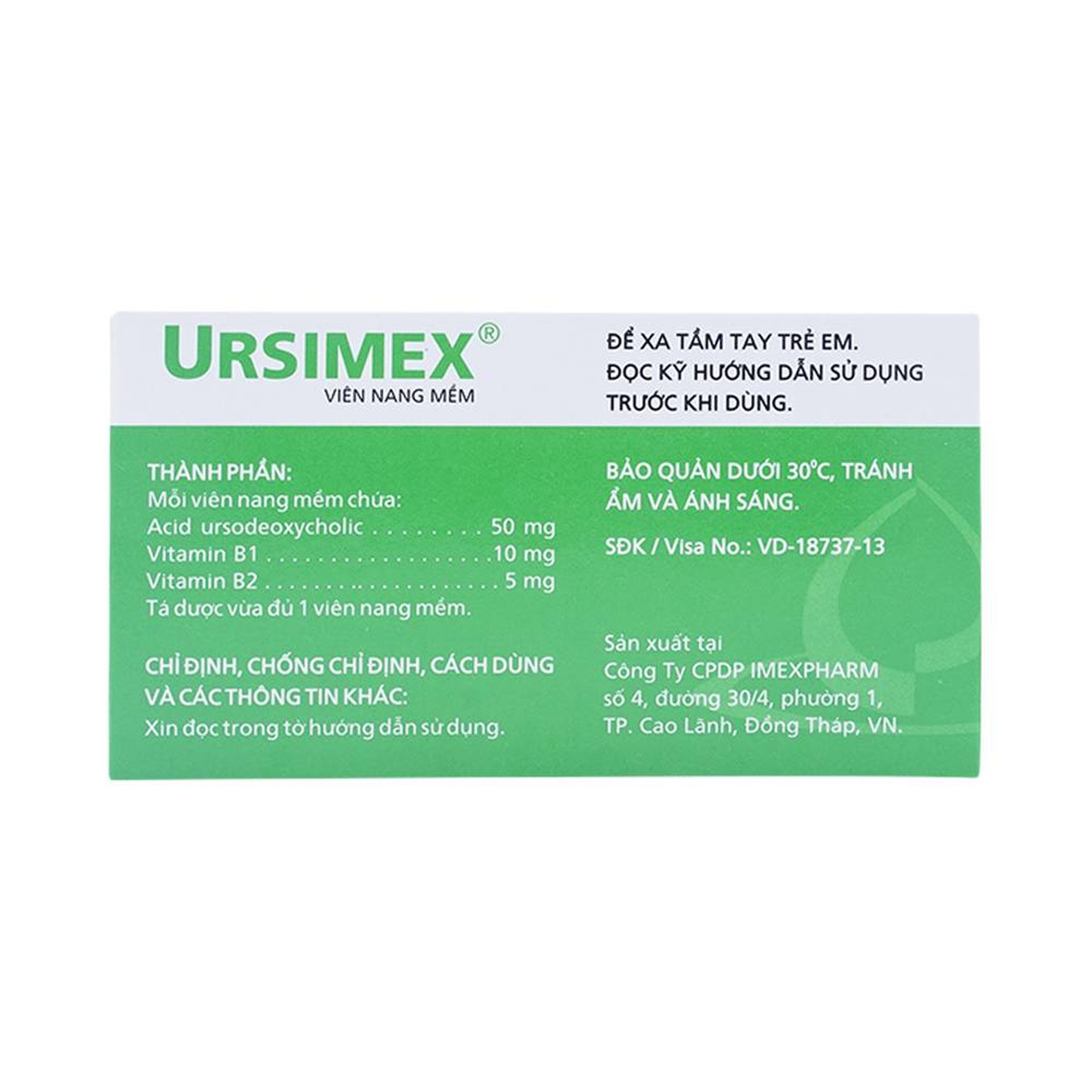 Thuốc Ursimex Imexpharm cải thiện chức năng gan (6 vỉ x 10 viên)