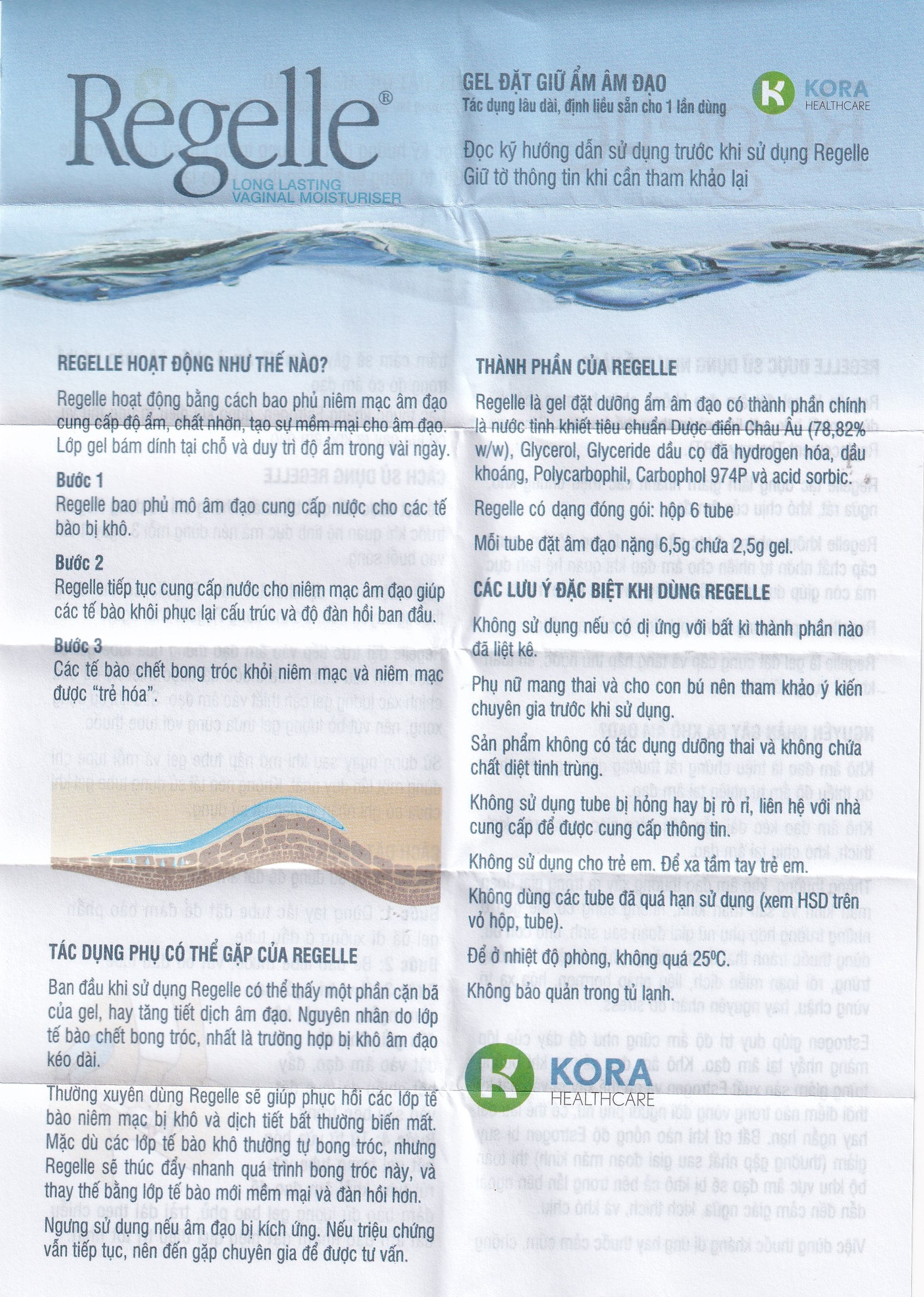 Gel phụ khoa Regelle hộp (6 tuýp) giúp giữ ẩm, giảm nhanh các triệu chứng khô, ngứa rát, khó chịu của âm đạo