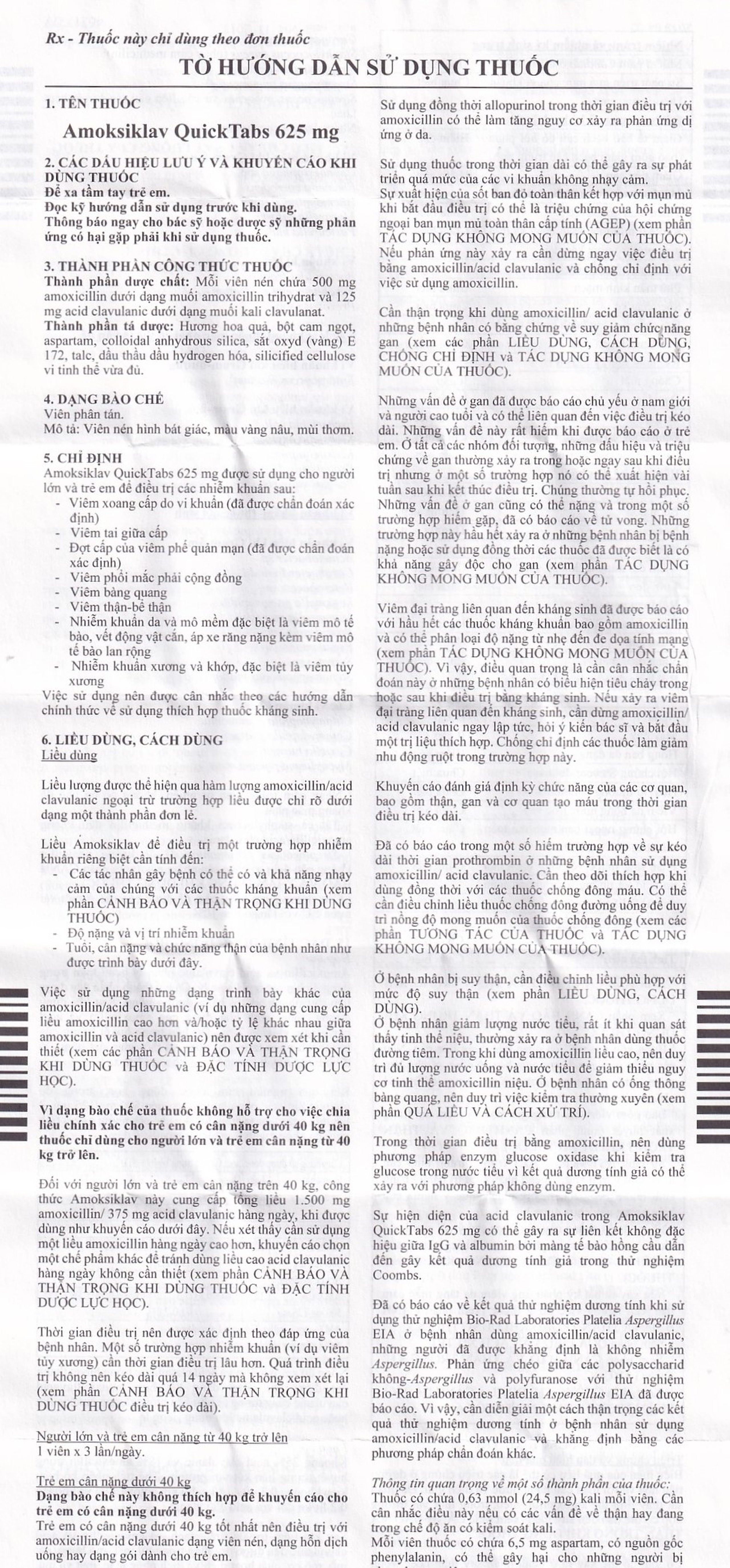 Thuốc Amoksiklav Quick Tabs 625mg Lek điều trị nhiễm khuẩn (7 vỉ x 2 viên)