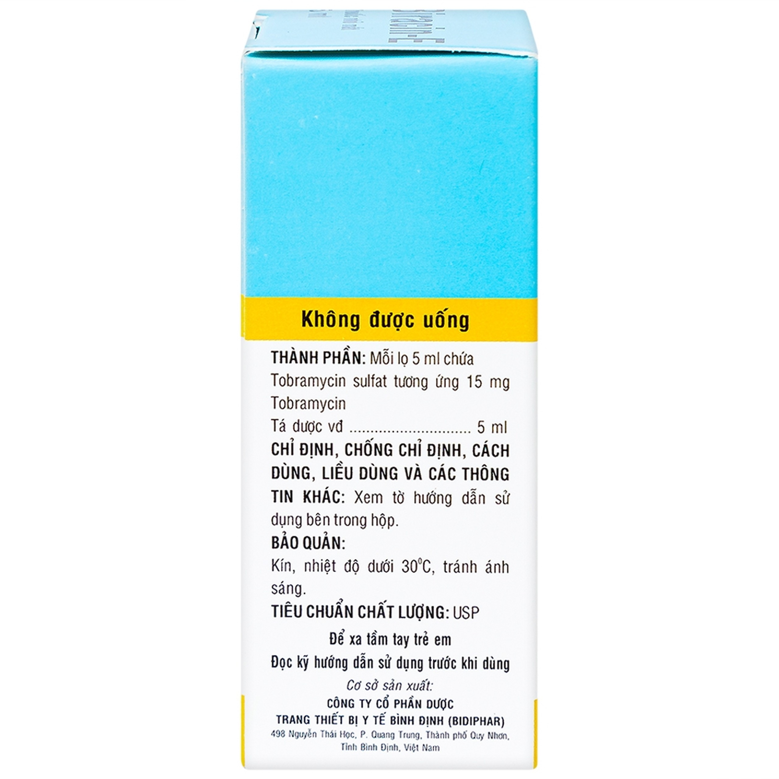 Thuốc nhỏ mắt Biracin-E Bidiphar điều trị các nhiễm khuẩn mắt do các chủng nhạy cảm (5ml)