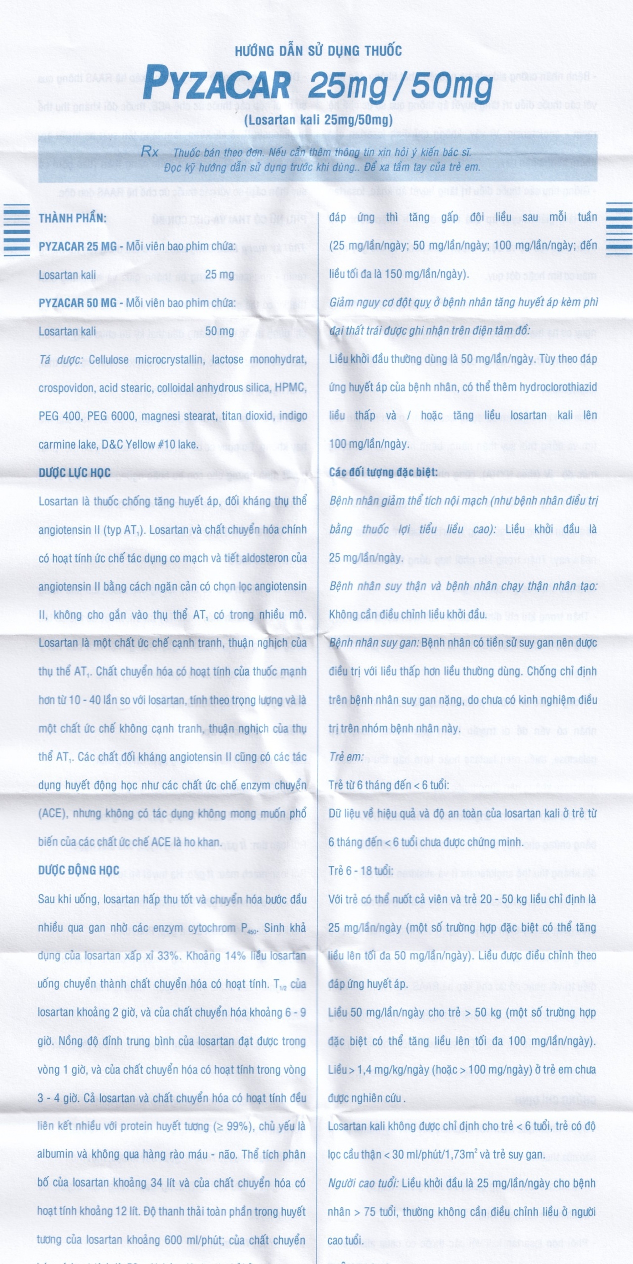 Thuốc Pyzacar 25mg Pymepharco chống tăng huyết áp (2 vỉ x 15 viên)