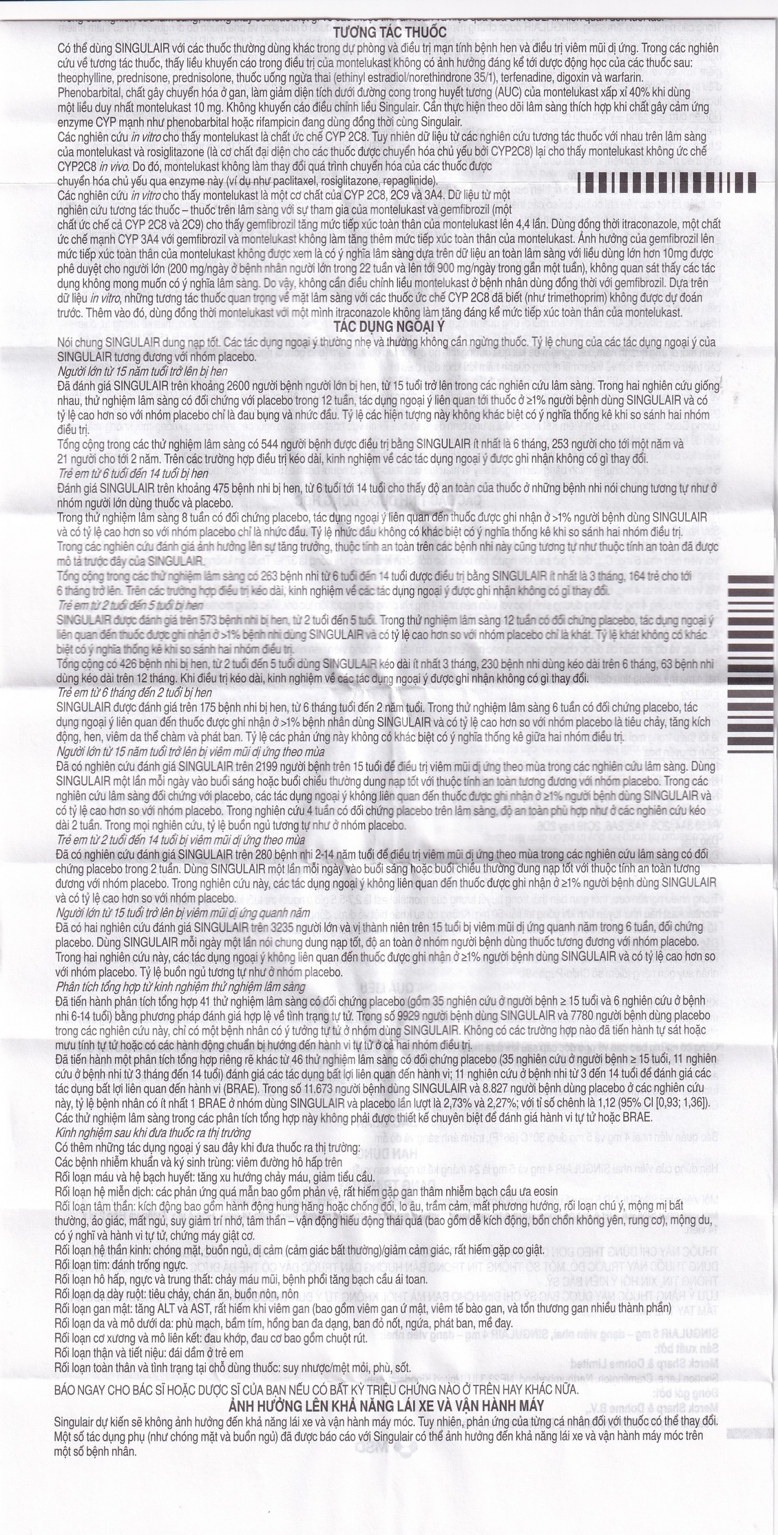 Thuốc Singulair 10mg MSD điều trị hen phế quản mạn tính (2 vỉ x 14 viên)