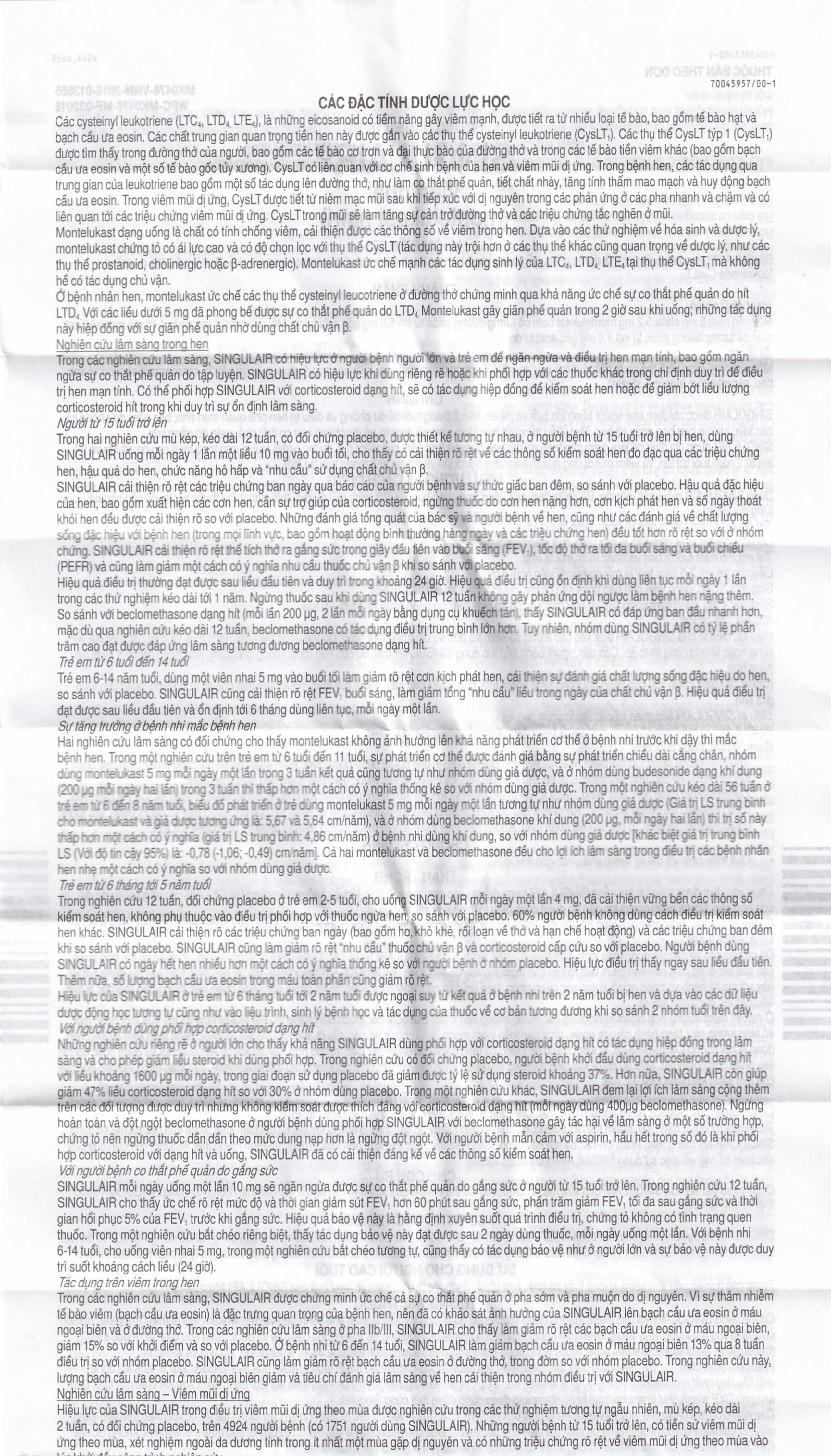 Viên nhai Singulair 5mg MSD điều trị hen phế quản mạn tính (2 vỉ x 14 viên) 
