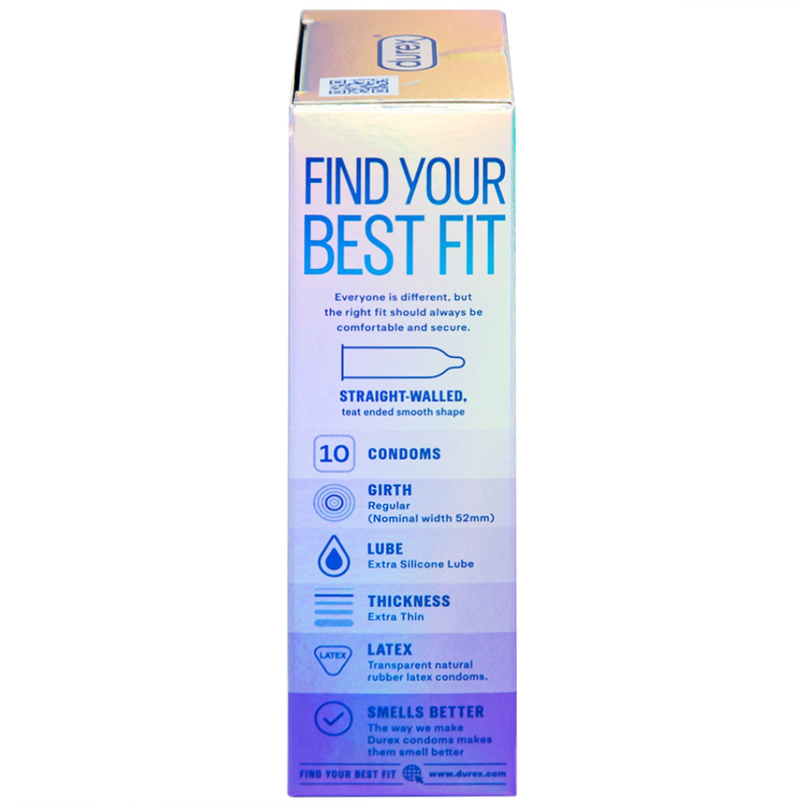 Bao cao su Durex Invisible Extra Thin Extra Lubricated siêu mỏng, nhiều chất bôi trơn (10 cái)