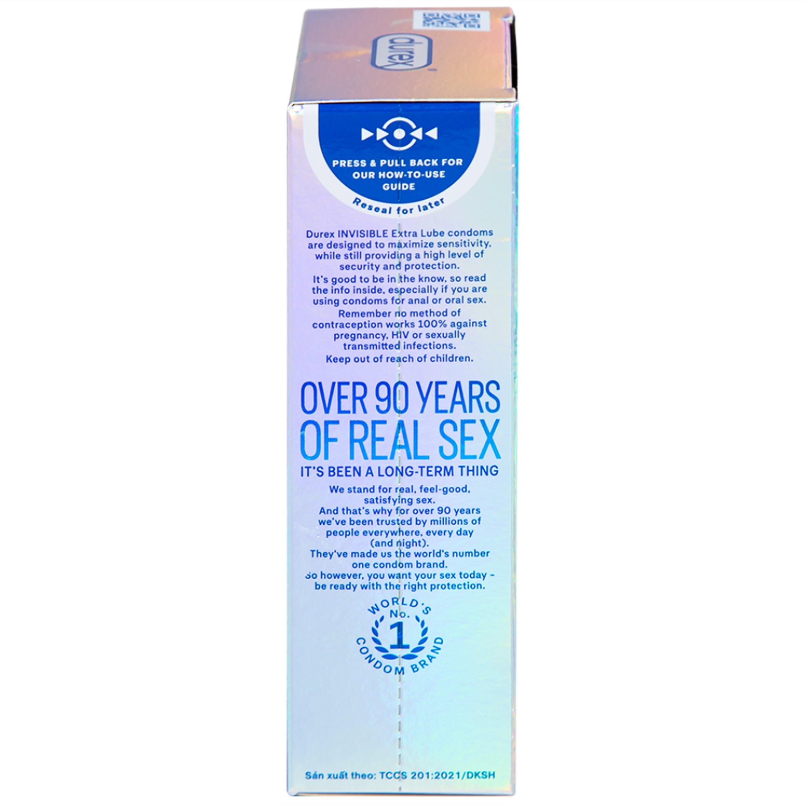 Bao cao su Durex Invisible Extra Thin Extra Lubricated siêu mỏng, nhiều chất bôi trơn (10 cái)