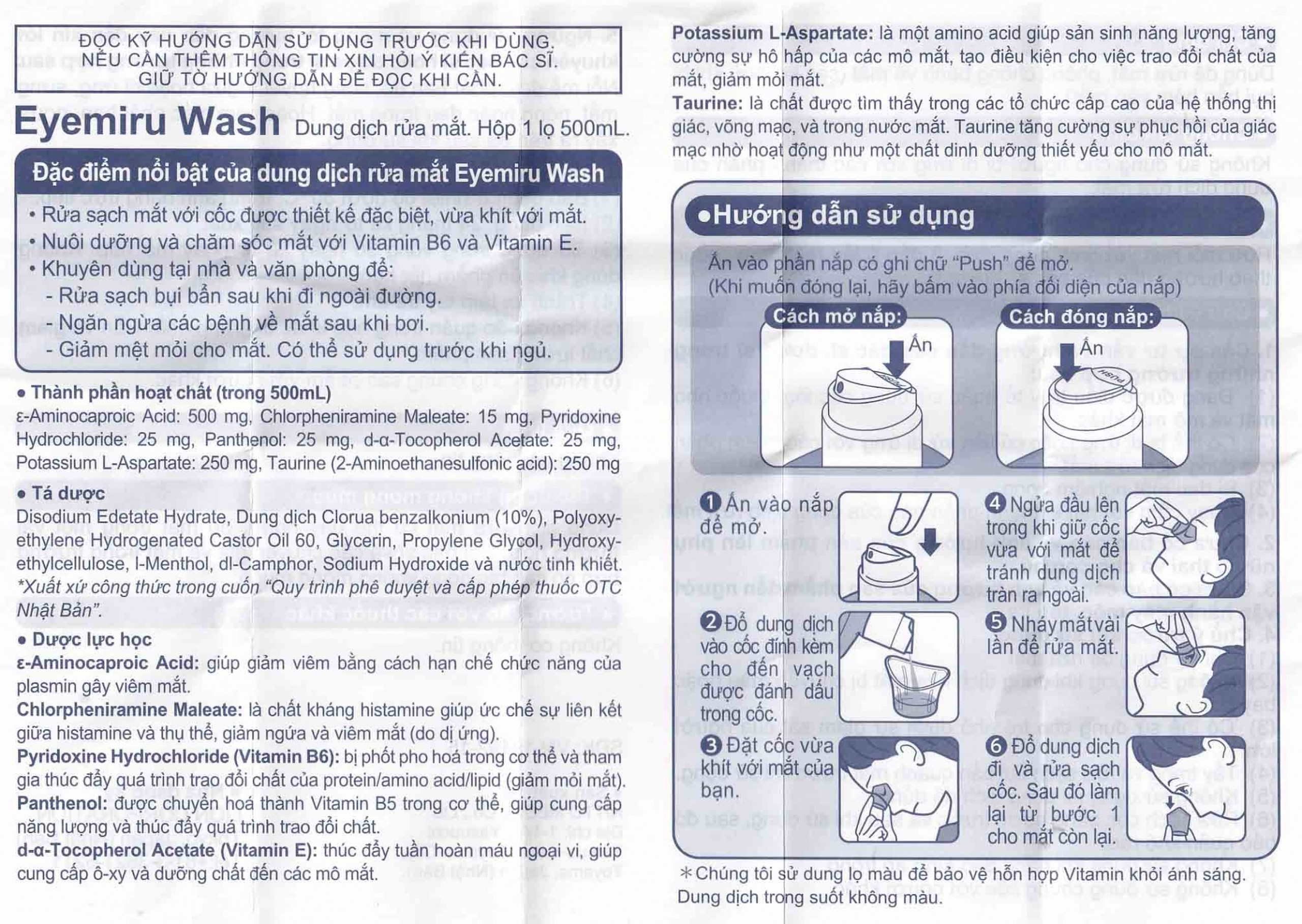 Dung dịch rửa mắt Eyemiru Wash Nitto Medic phòng chống bệnh về mắt (500ml)