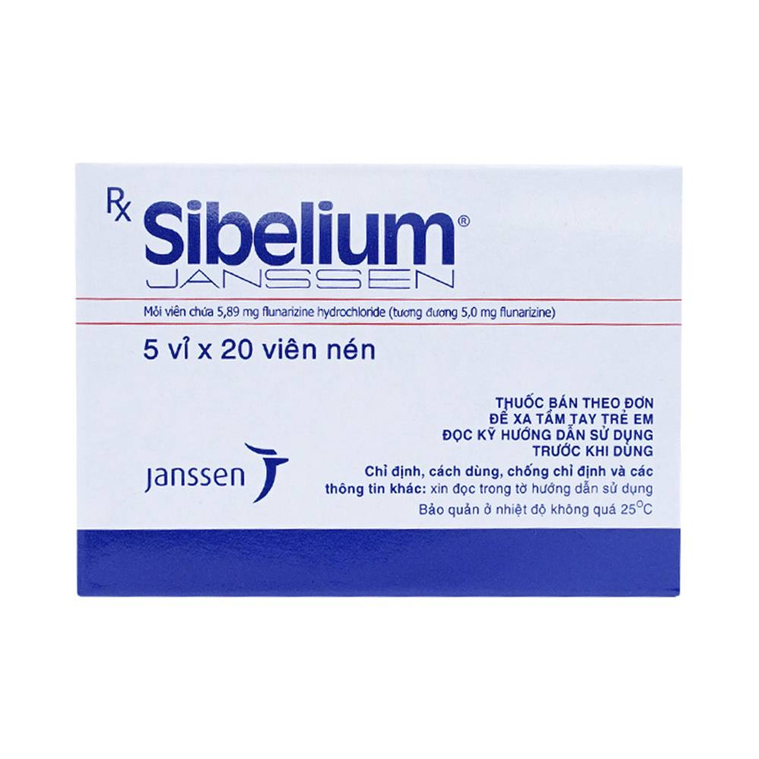 Thuốc Sibelium Janssen điều trị đau nửa đầu  (5 vỉ x 20 viên)