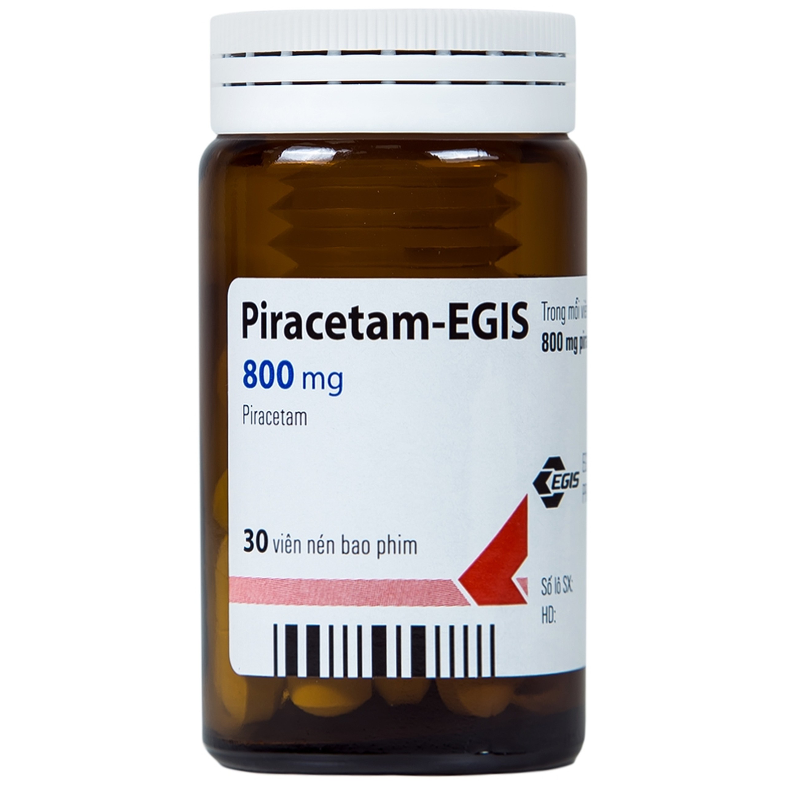 Viên nén Piracetam - Egis 800mg điều trị các triệu chứng của hội chứng tâm thần thực thể (30 viên)