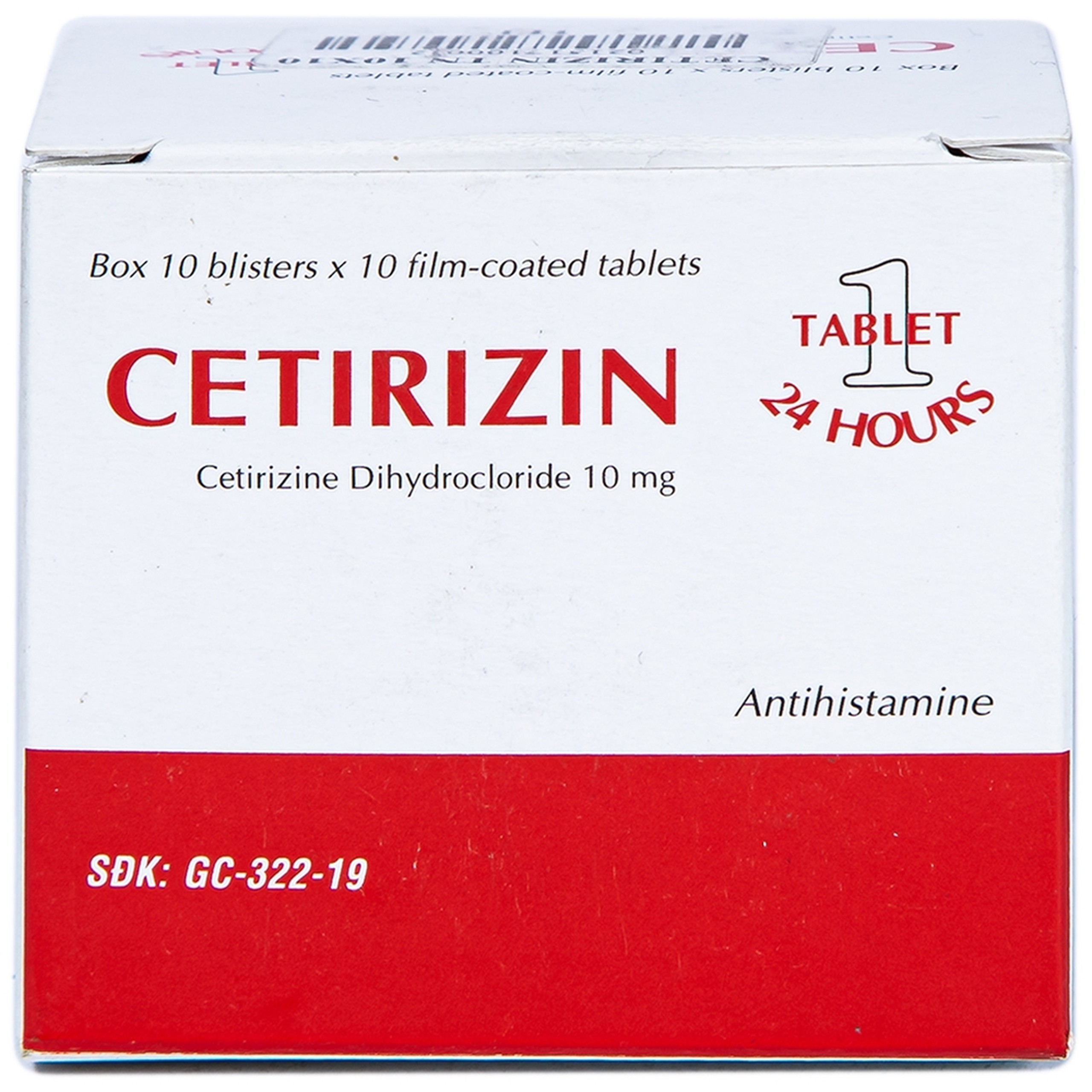 Thuốc Cetirizin 10mg Thành Nam điều trị viêm mũi dị ứng, mày đay (10 vỉ x 10 viên)