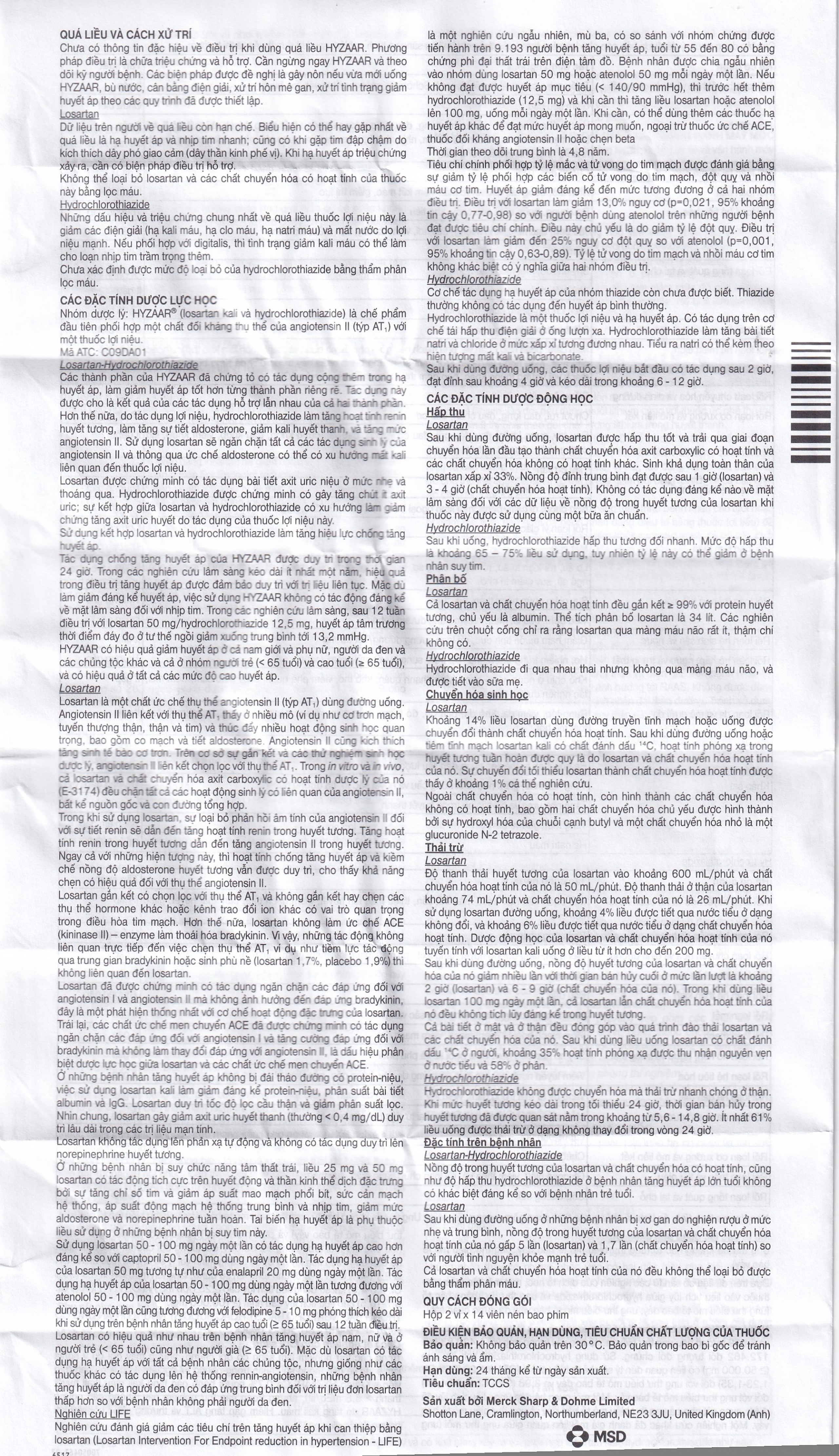 Thuốc Hyzaar 50mg/12.5mg MSD điều trị tăng huyết áp (2 vỉ x 14 viên)