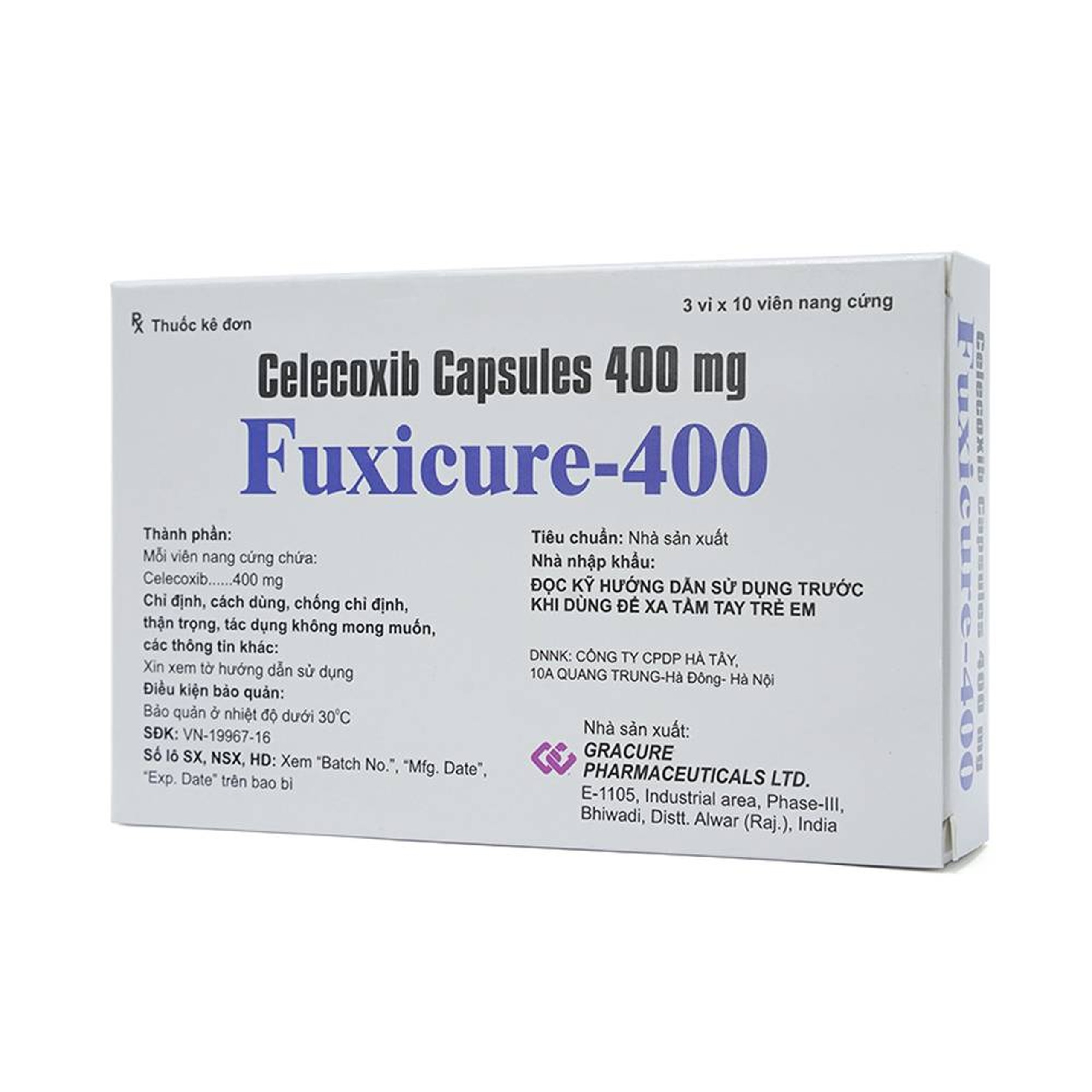 Thuốc Fuxicure-400 Gracure điều trị thoái hóa khớp (3 vỉ x 10 viên)