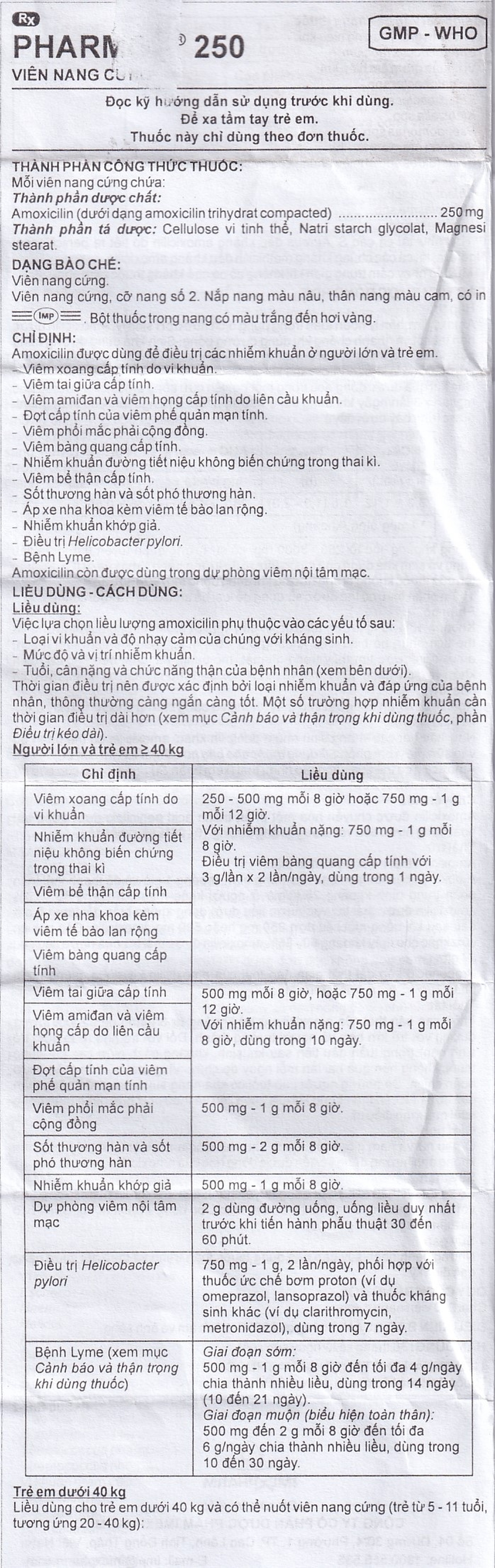 Thuốc Pharmox 250 Imexpharm điều trị các chứng nhiễm khuẩn, viêm xoang cấp (200 viên)
