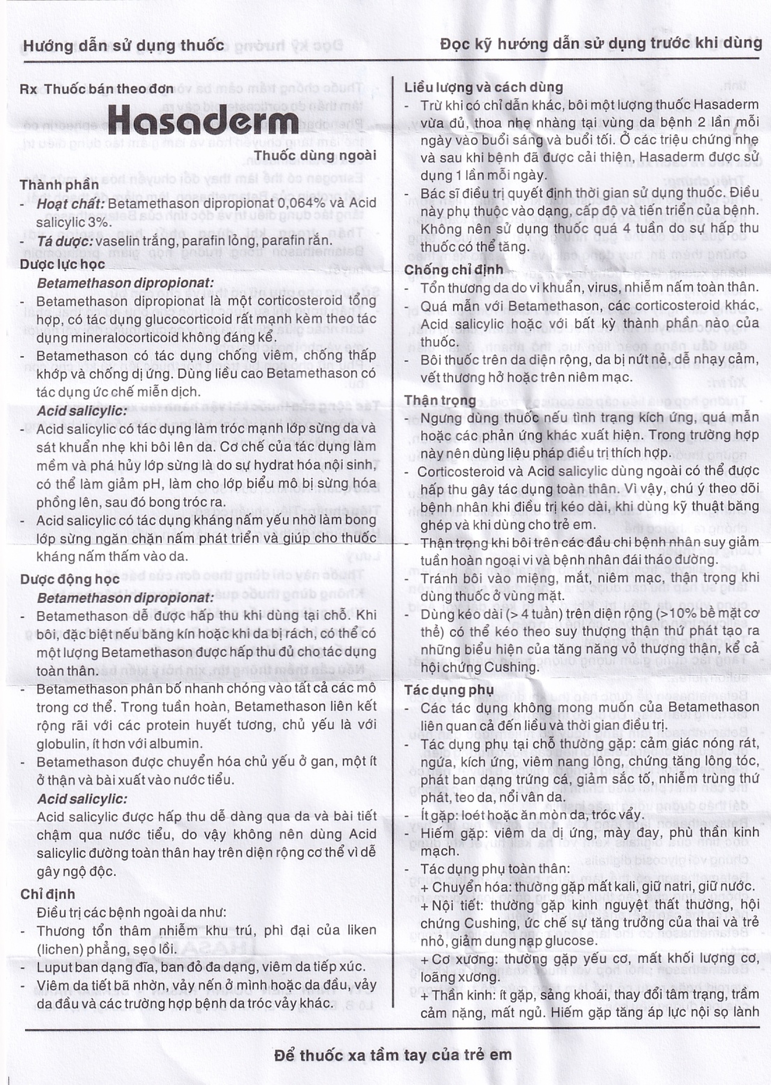 Thuốc mỡ Hasaderm Hasan điều trị liken phẳng, viêm da tiết bã nhờn (10g)