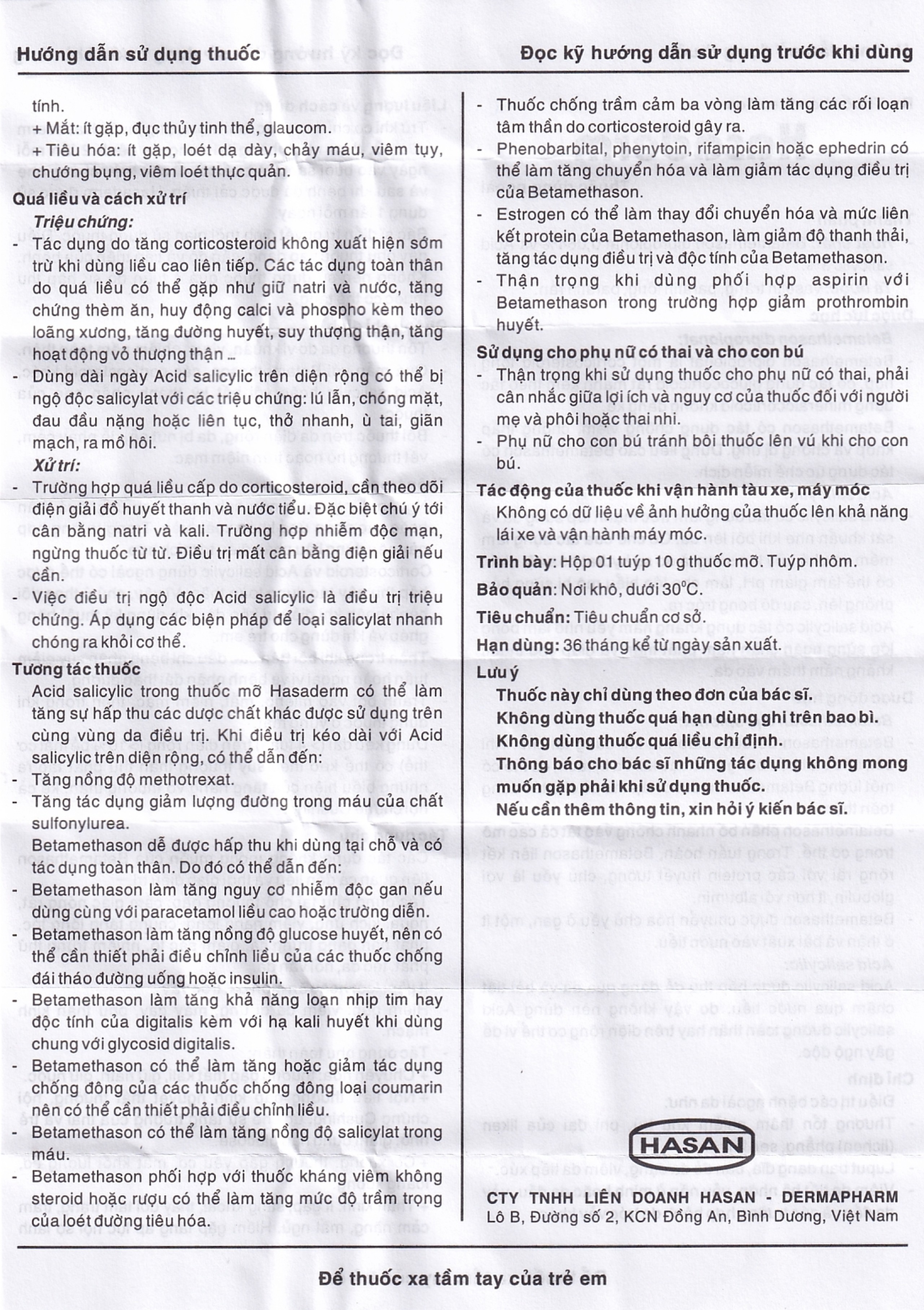 Thuốc mỡ Hasaderm Hasan điều trị liken phẳng, viêm da tiết bã nhờn (10g)