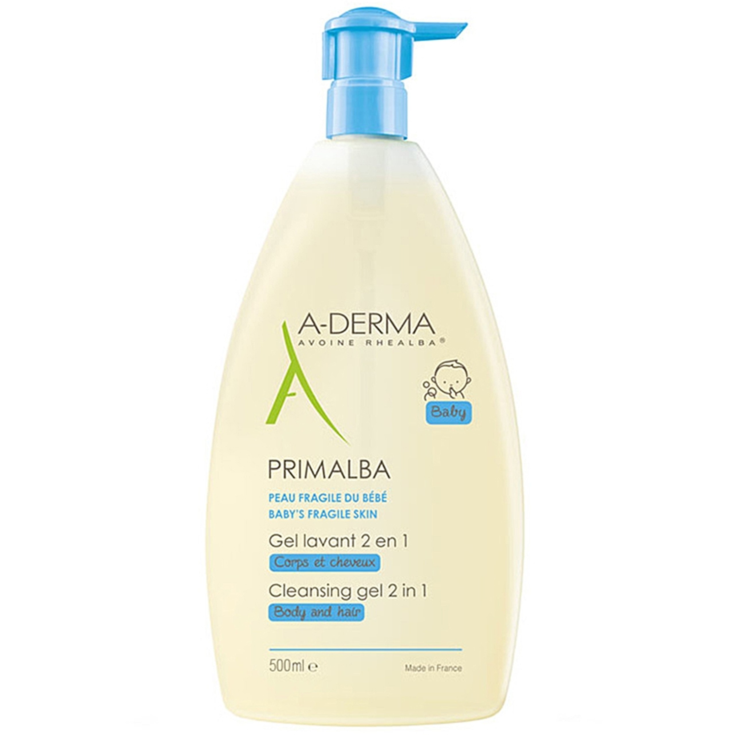 Sữa tắm gội dịu nhẹ cho tóc và cơ thể em bé A-Derma Premalba Cleansing Gel 2 IN 1 (500ml)