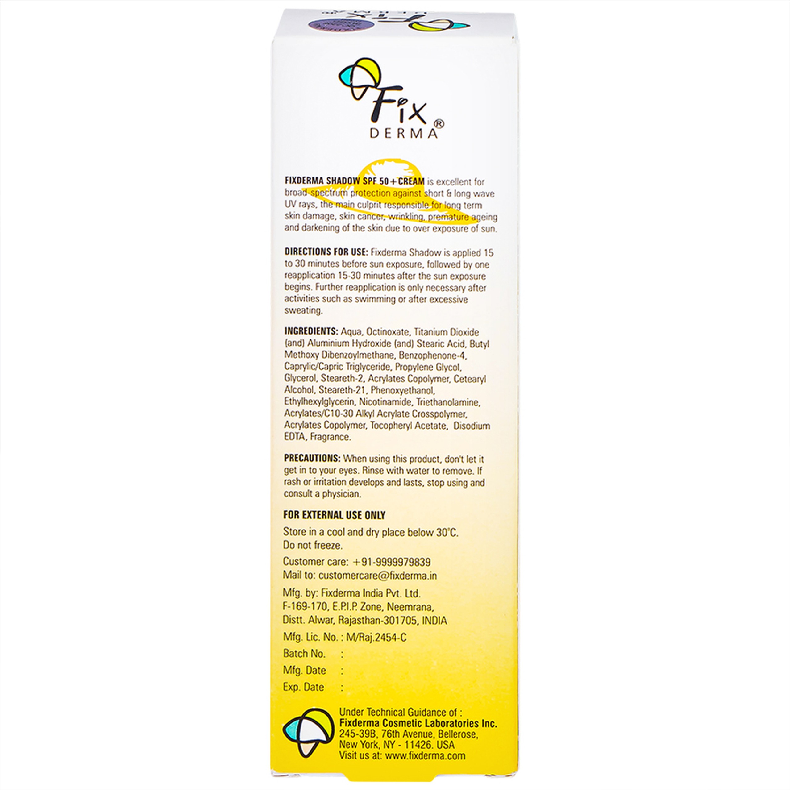 Kem chống nắng, dưỡng ẩm Fixderma Shadow SPF50+ Cream 75g