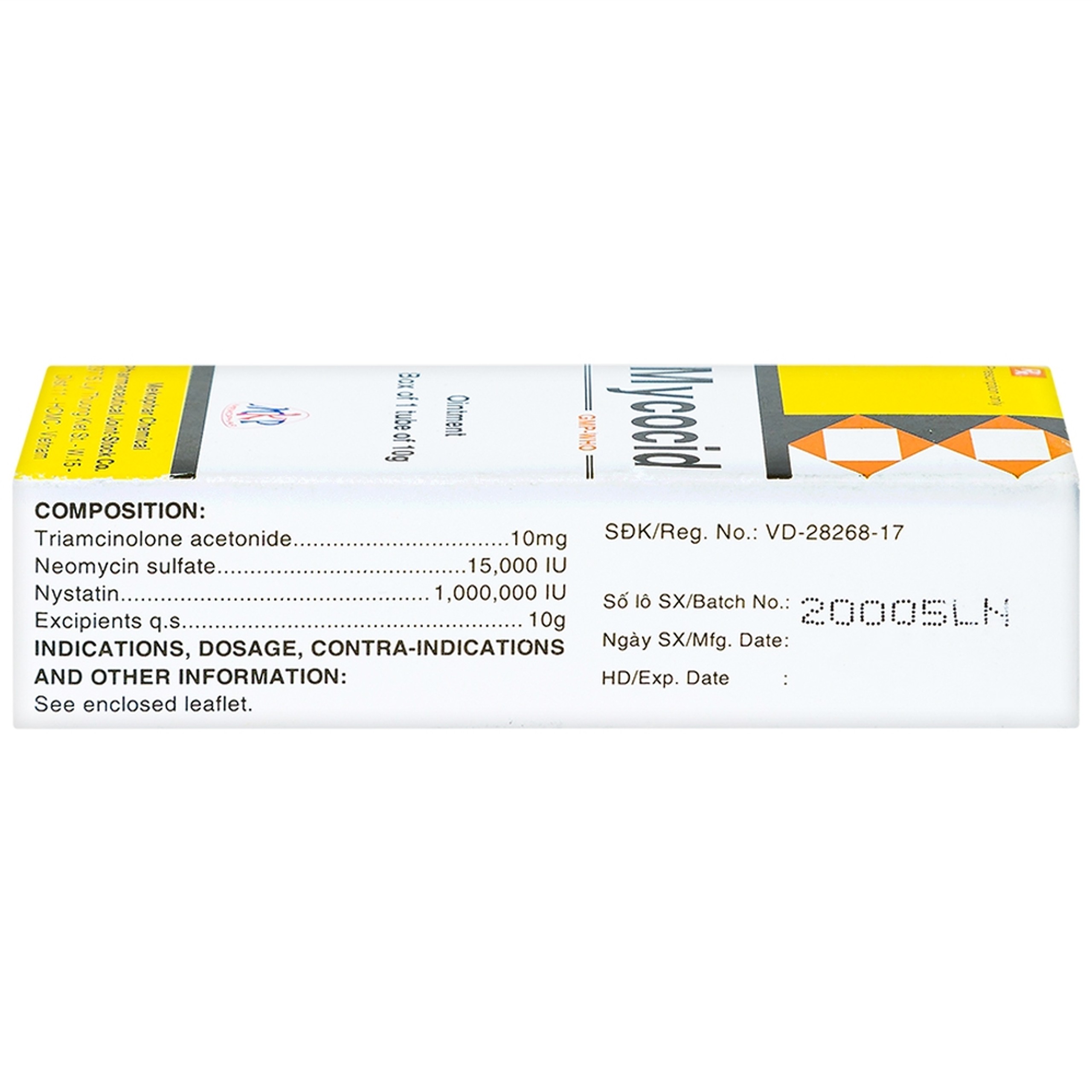 Thuốc mỡ bôi da Mycocid Mekophar điều trị viêm da nhạy cảm, nấm da, eczema trẻ em (10g)