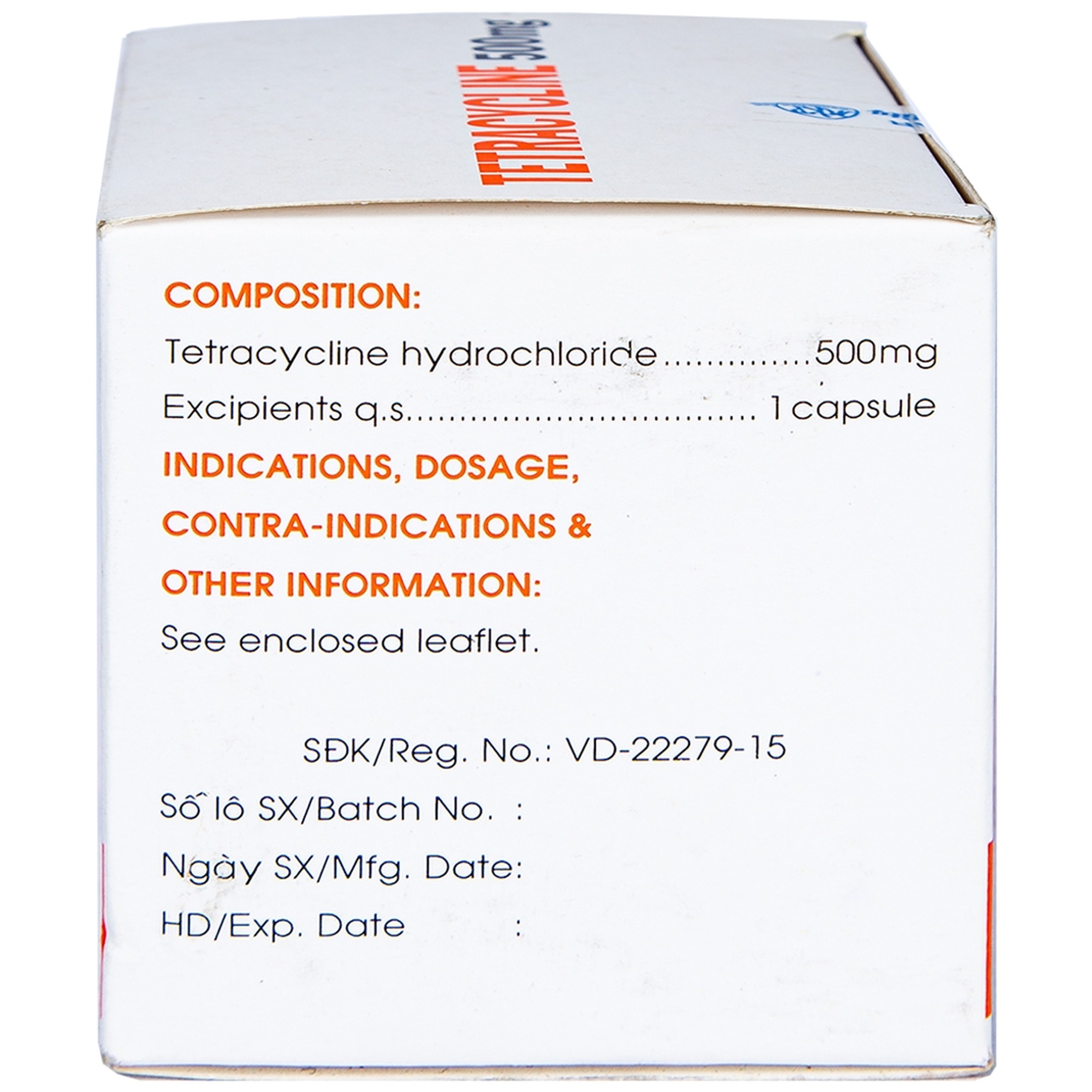 Thuốc Tetracycline 500mg Mekophar điều trị nhiễm khuẩn đường hô hấp, đường sinh dục (10 vỉ x 10 viên)