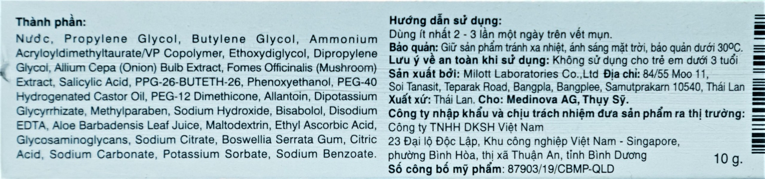 Gel Hiruscar Spot Gel hỗ trợ kháng khuẩn, ngừa mụn trứng cá (10g)