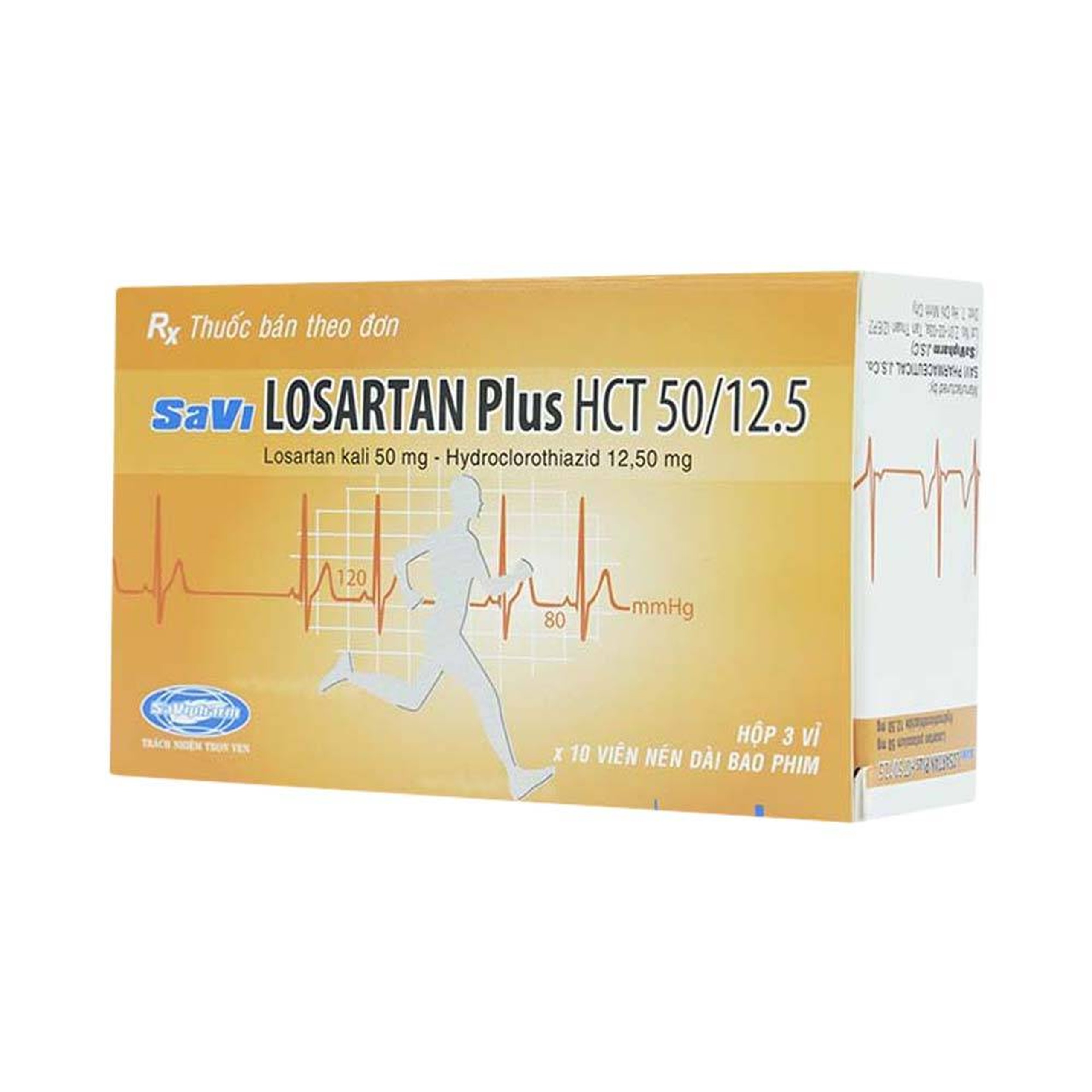 Thuốc Losartan Plus HCT 50/12.5 Savi Pharm điều trị tăng huyết áp (3 vỉ x 10 viên)