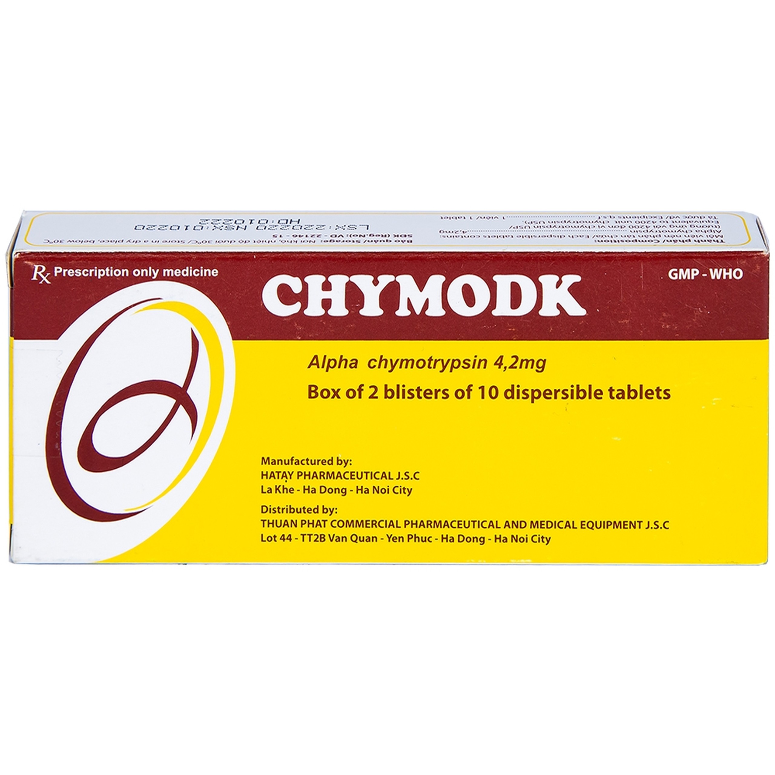 Thuốc Chymodk 4.2mg Hataphar điều trị phù nề sau chấn thương, phẫu thuật, bỏng (2 vỉ x 10 viên)