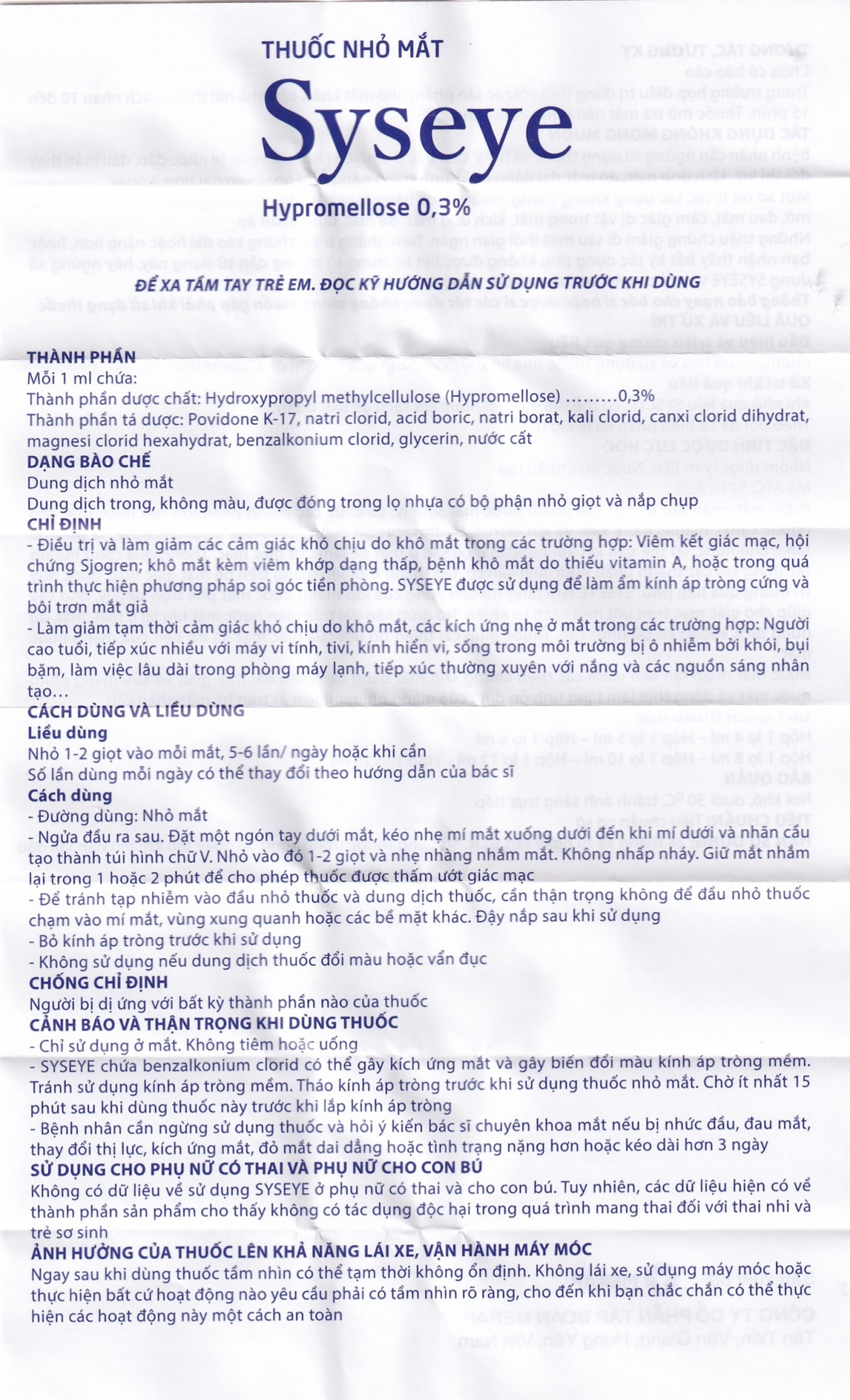 Thuốc nhỏ mắt Syseye Merap điều trị và làm giảm cảm giác khó chịu do khô mắt (10ml)