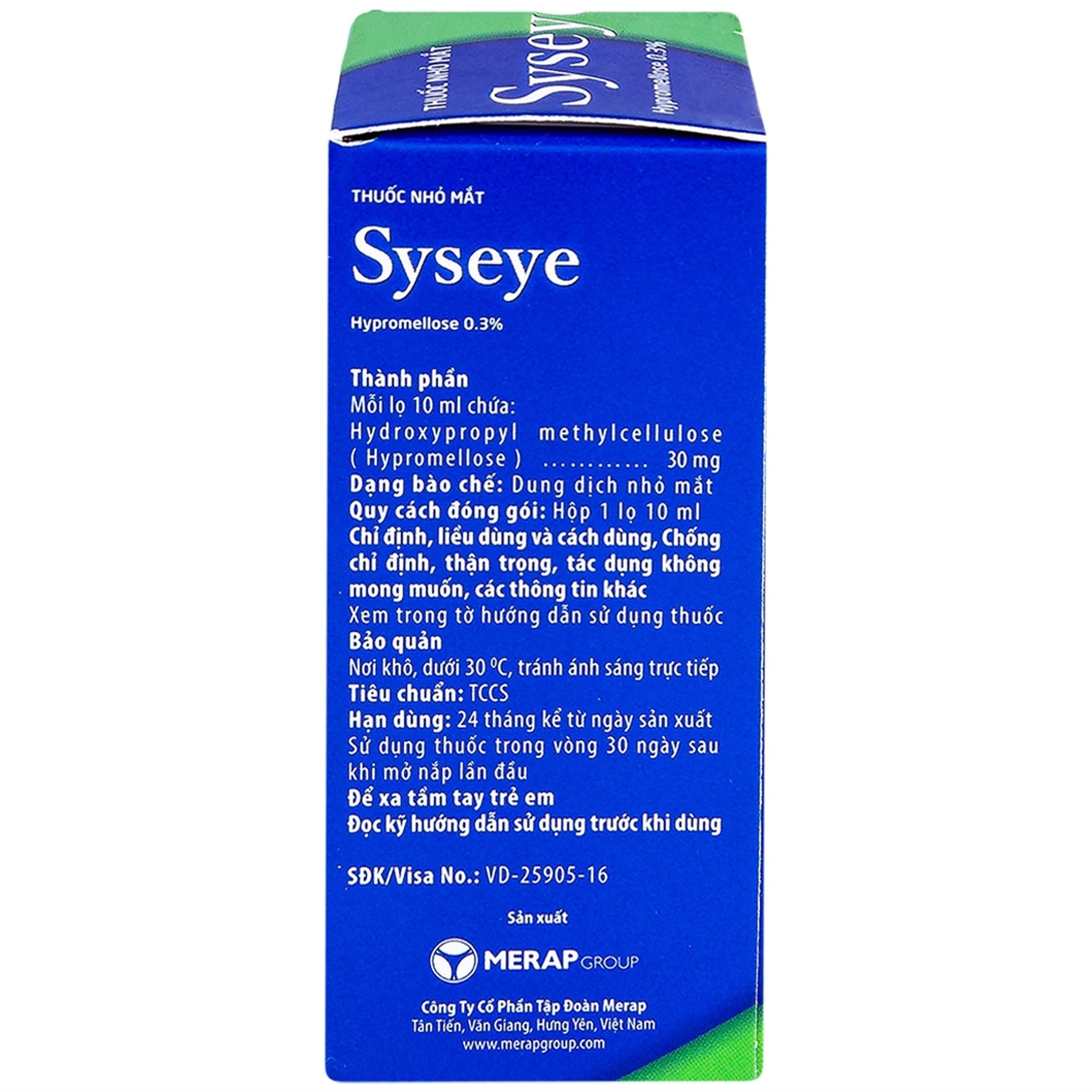 Thuốc nhỏ mắt Syseye Merap điều trị và làm giảm cảm giác khó chịu do khô mắt (10ml)